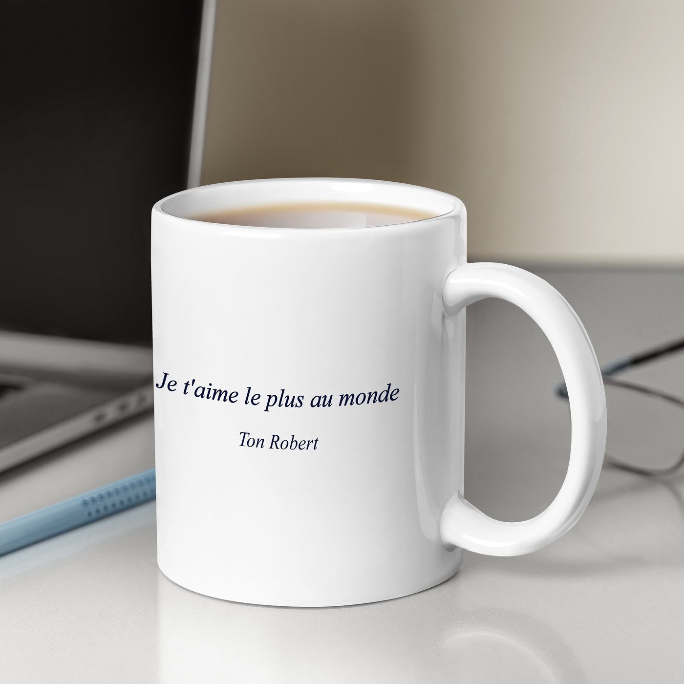 Mug de cerámica blanca Murrano con foto para el aniversario de mi esposa