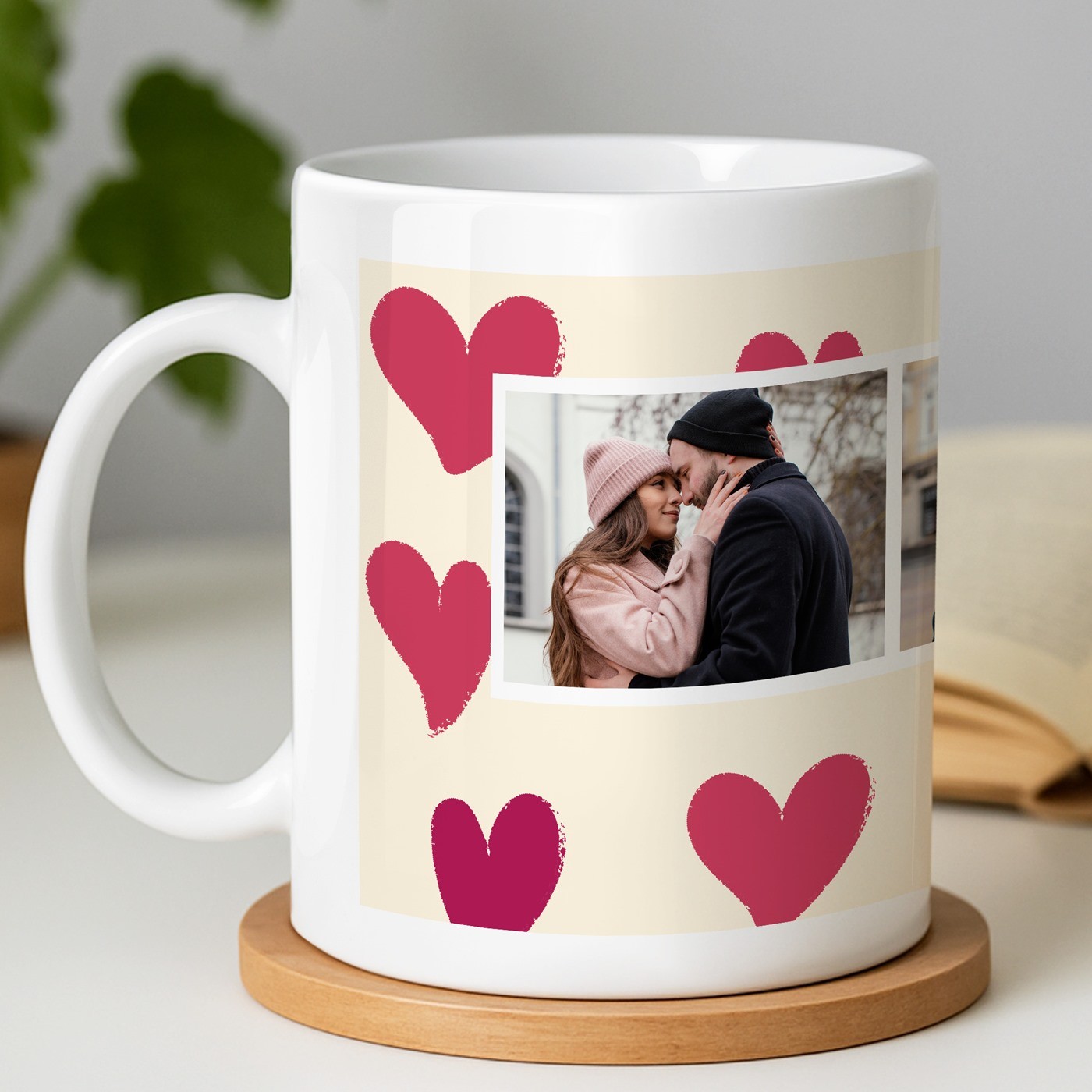 Mug de cerámica blanca Murrano con foto para San Valentín, novio