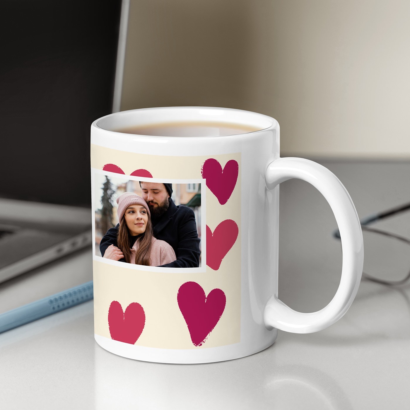 Murrano Ceramic White Mug with Photo for Valentine's Day Boyfriend