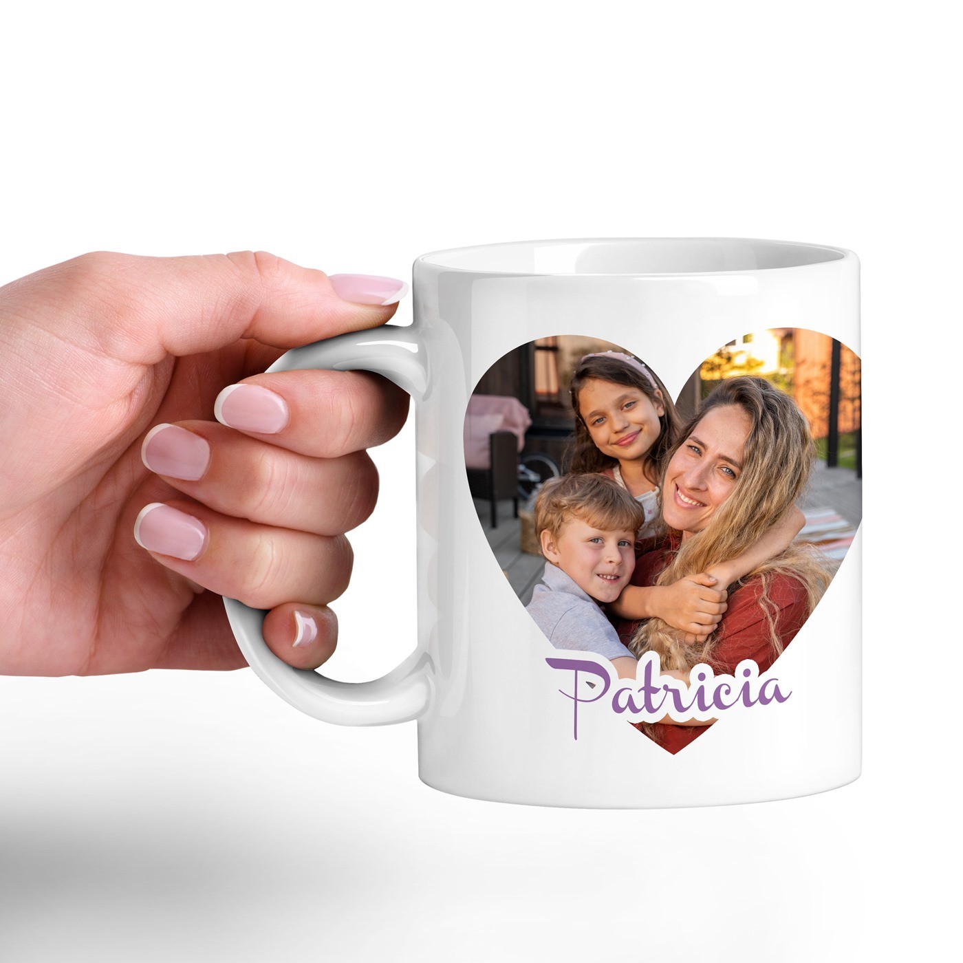 Mug de cerámica blanca Murrano con foto para el aniversario de mamá