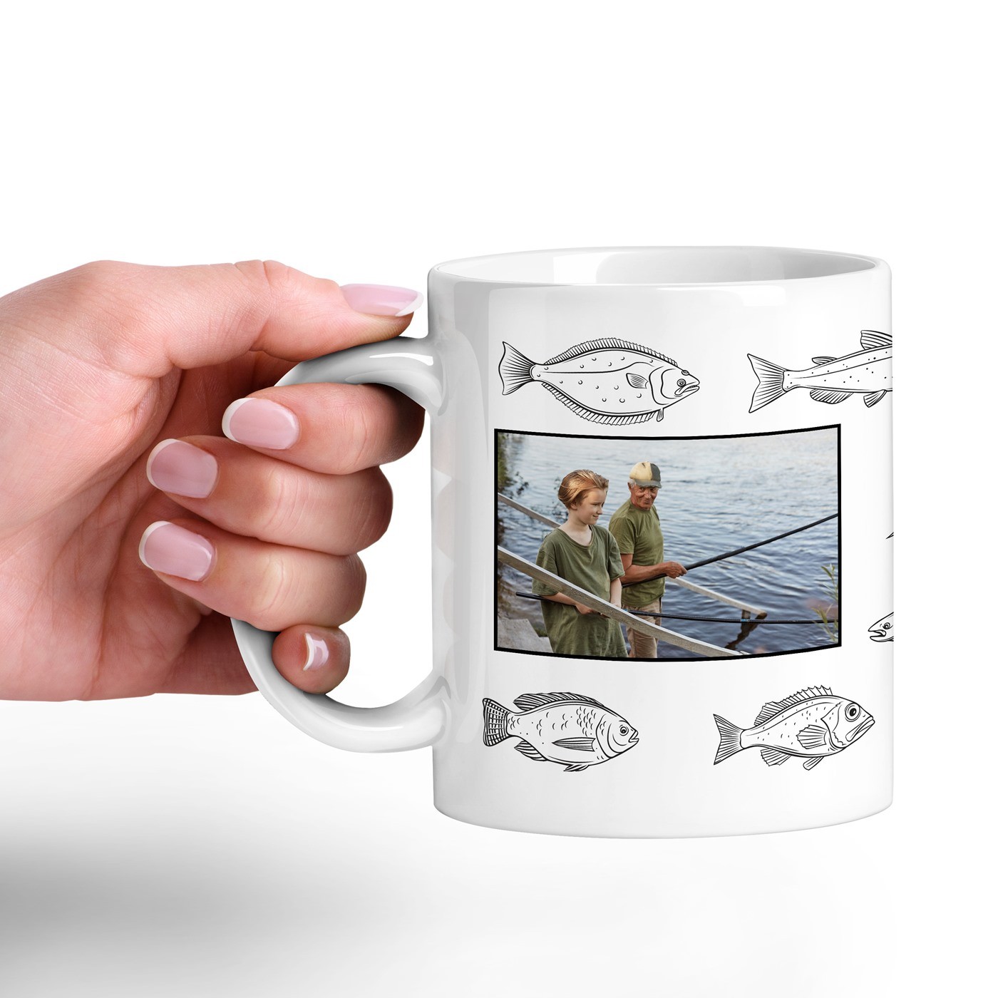 Mug de cerámica Murrano con foto - Abuelo pescador
