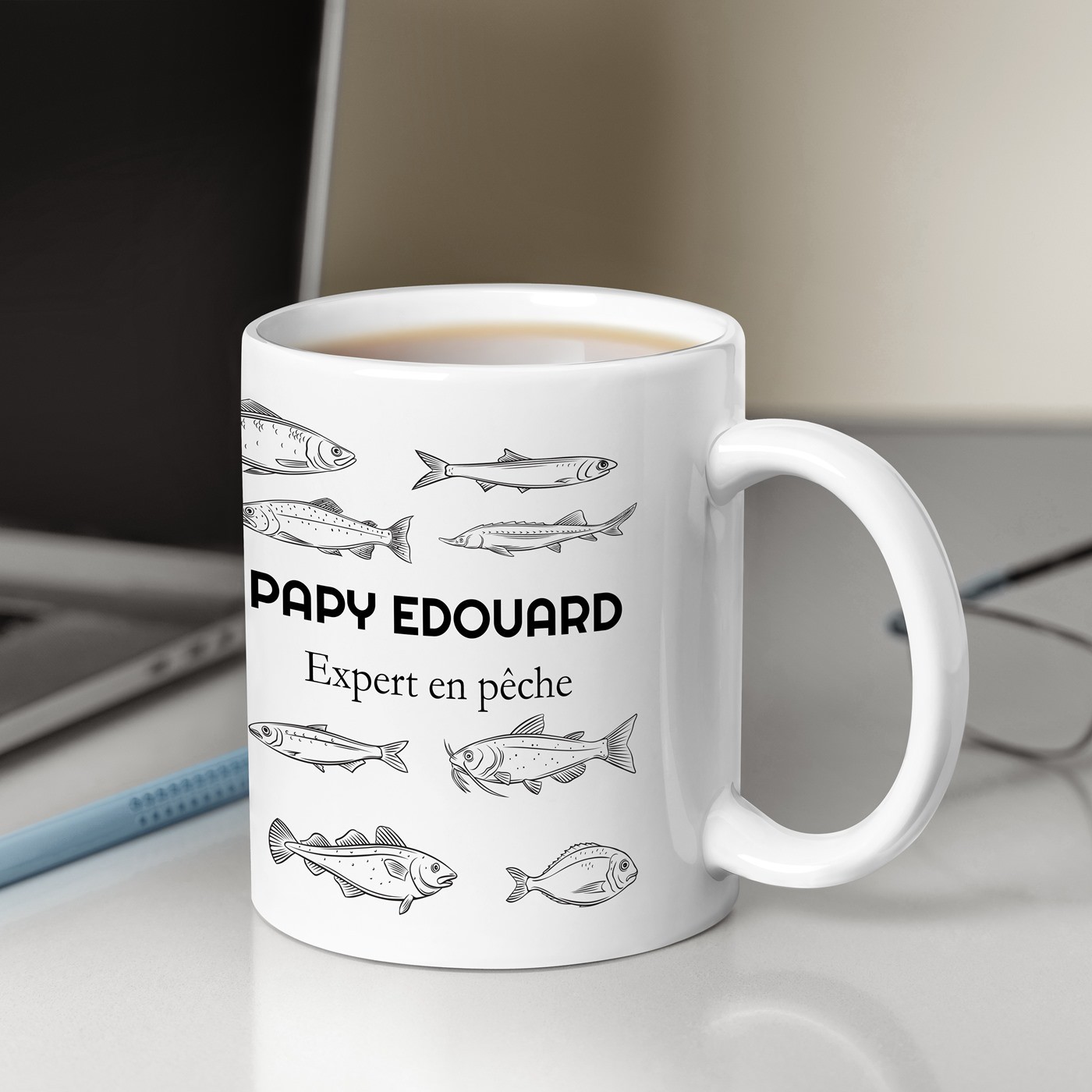 Mug de cerámica Murrano con foto - Abuelo pescador