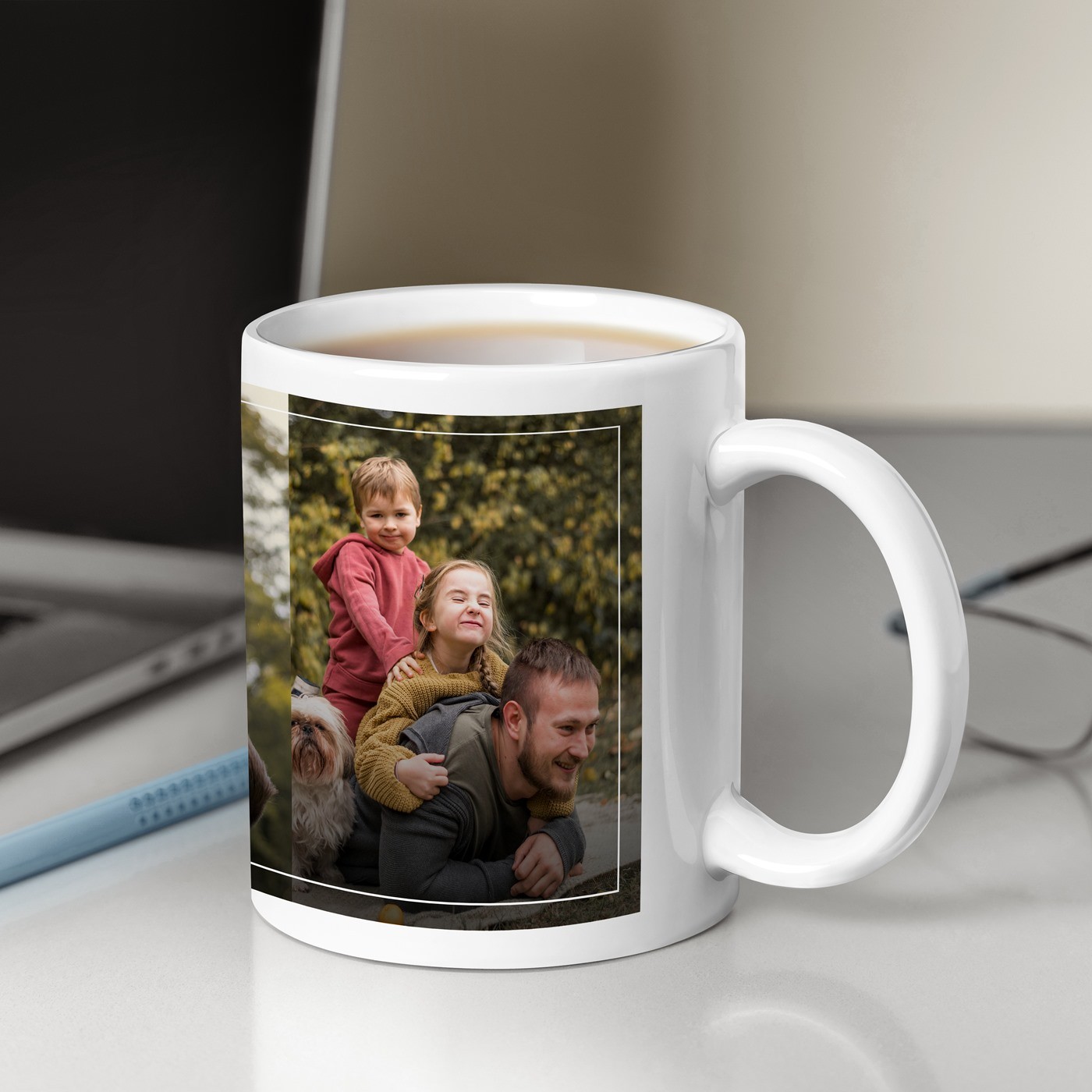 Taza de cerámica blanca Murrano con foto para el mejor papá