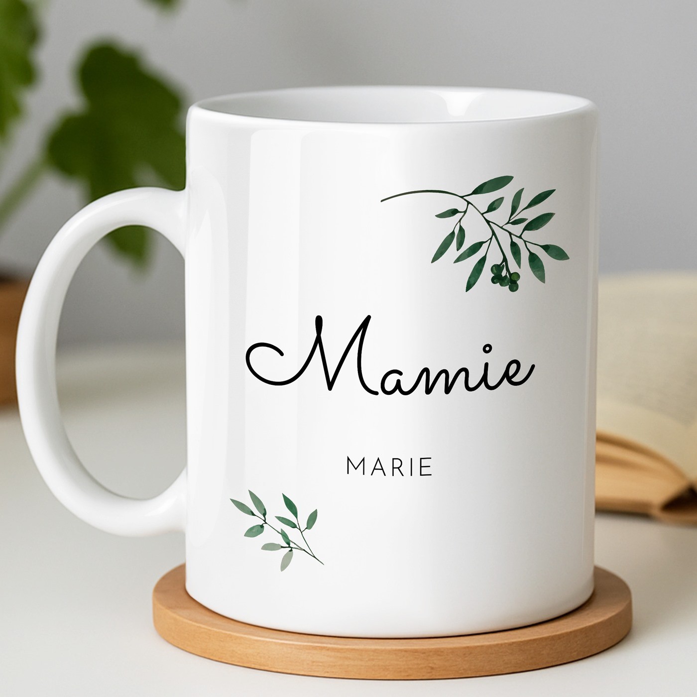 Mug de cerámica blanca Murrano con foto para el aniversario de la abuela