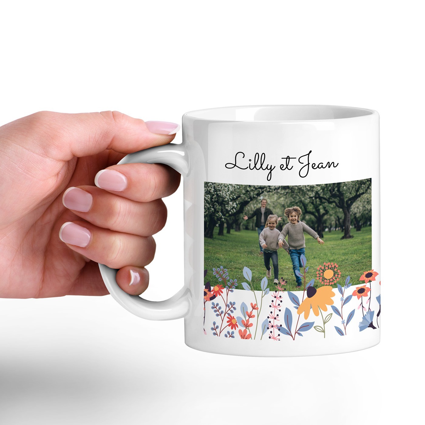 Taza de cerámica blanca Murrano con foto para el aniversario de los abuelos