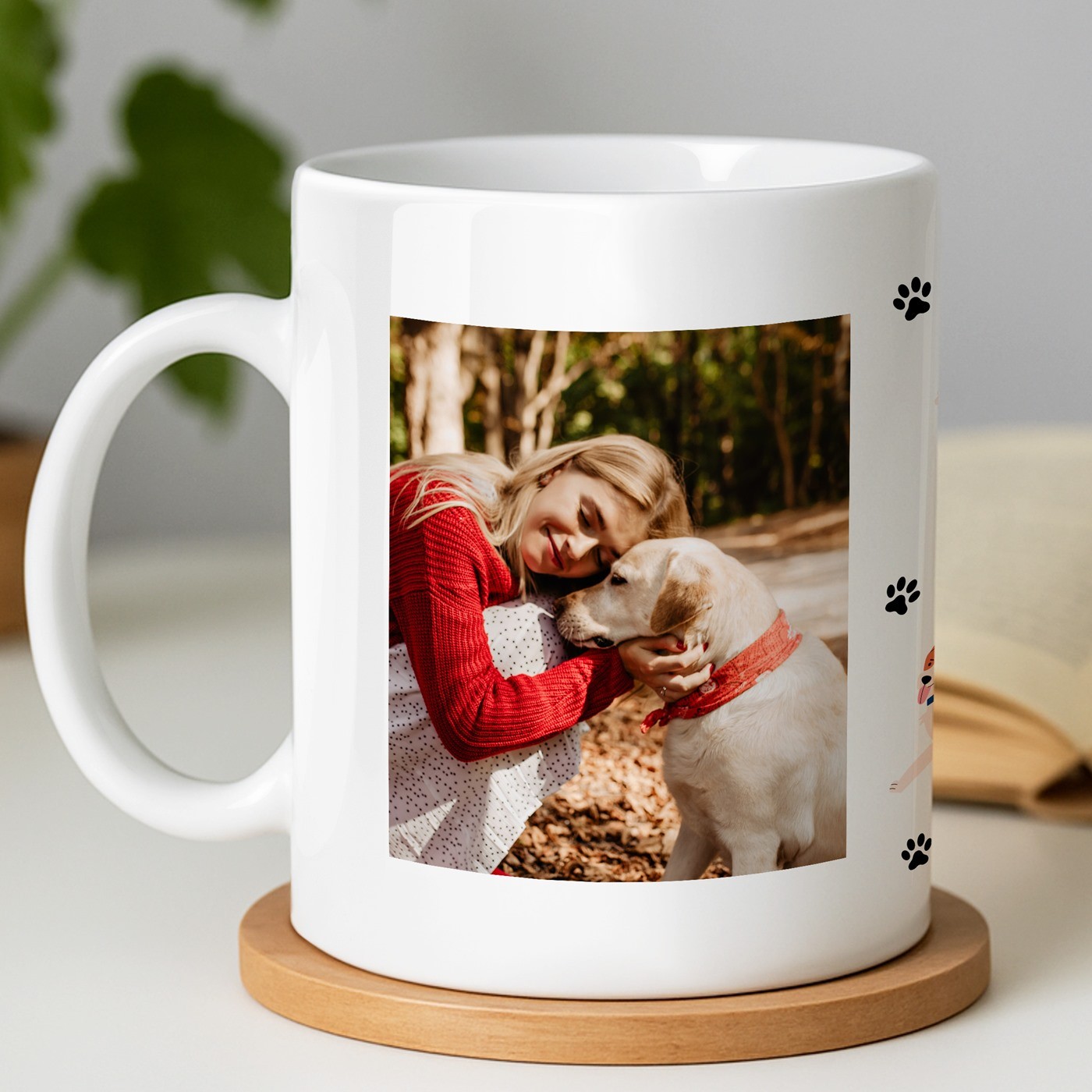 Mug blanco de cerámica Murrano para amante de los perros