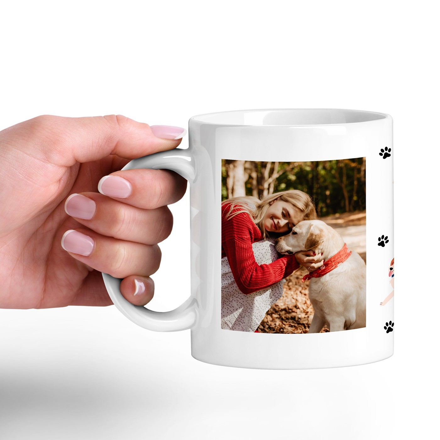 Mug blanco de cerámica Murrano para amante de los perros
