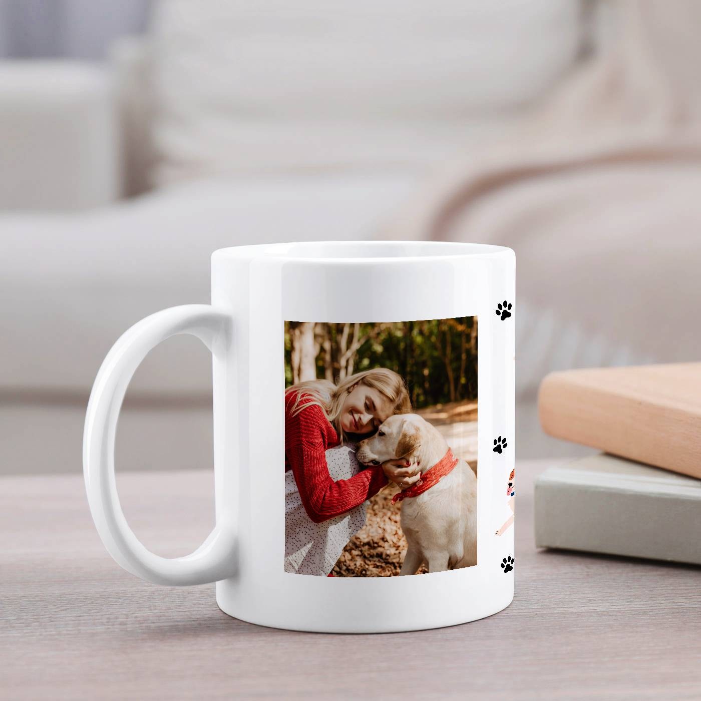 Mug blanco de cerámica Murrano para amante de los perros