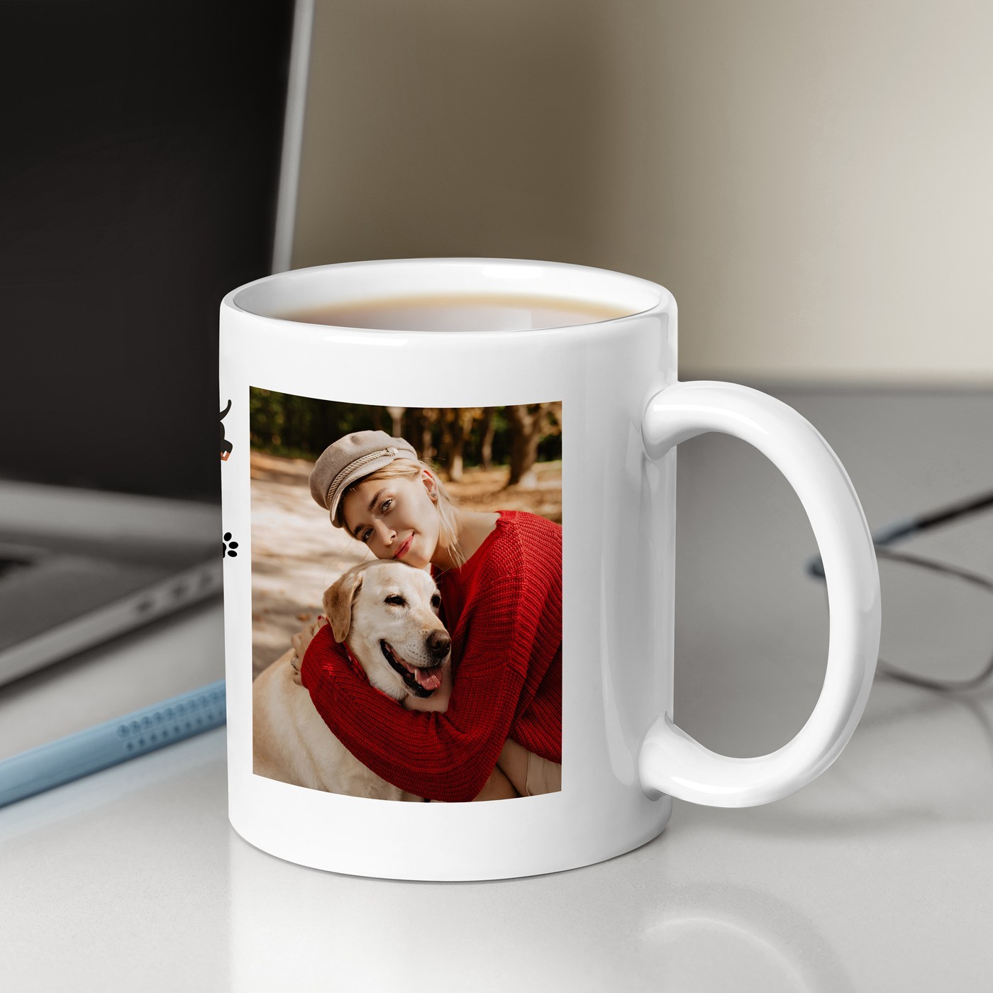 Mug blanco de cerámica Murrano para amante de los perros