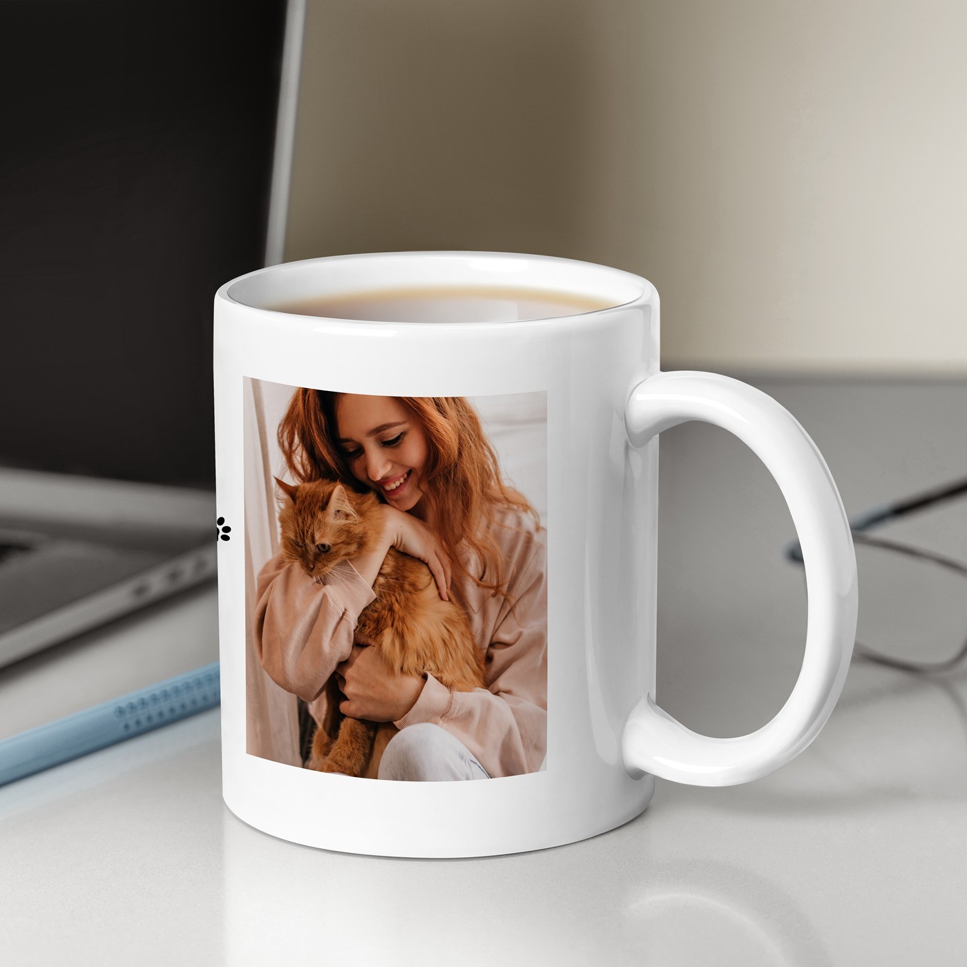 Mug de cerámica Murrano con foto de gato para los amantes de los gatos
