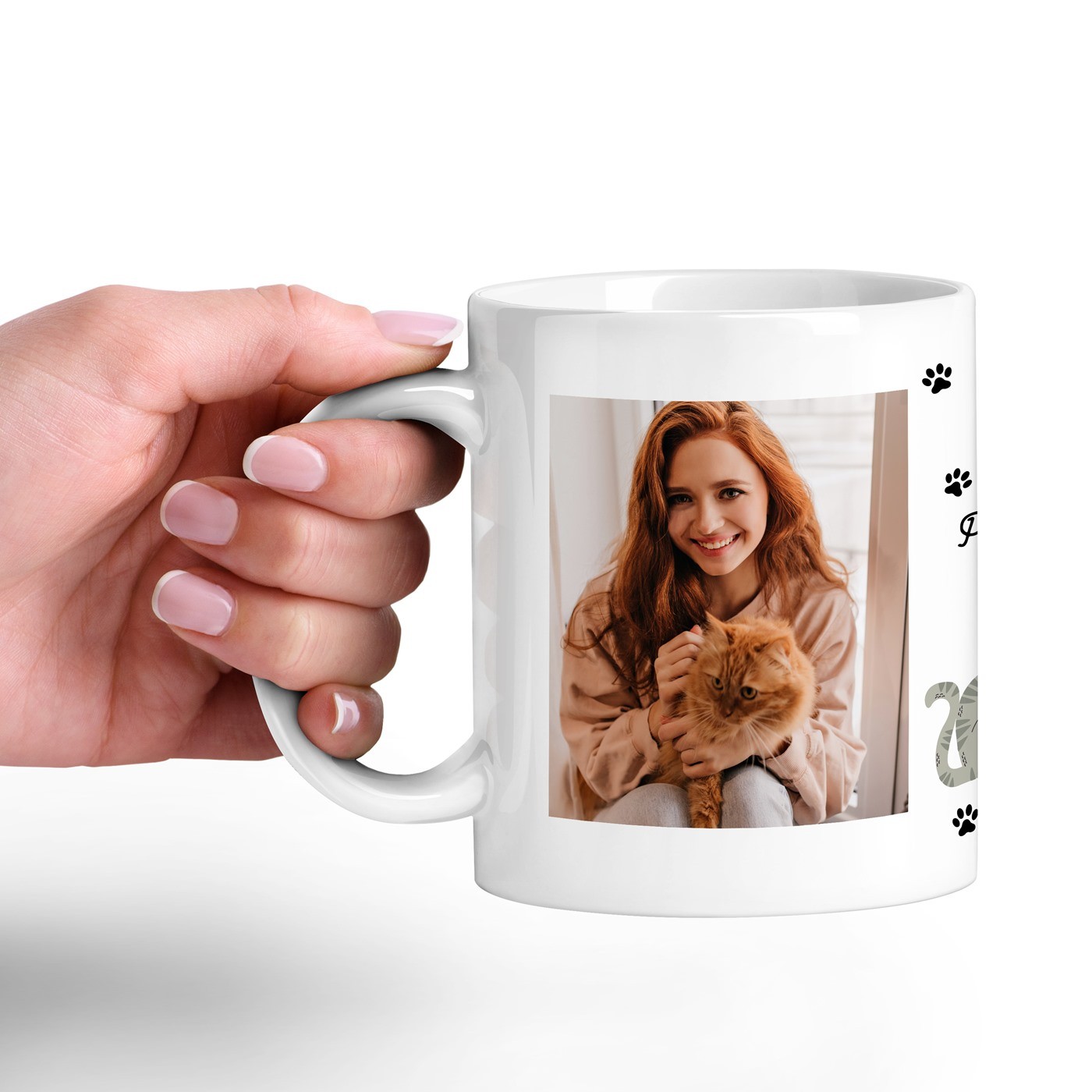 Mug de cerámica Murrano con foto de gato para los amantes de los gatos