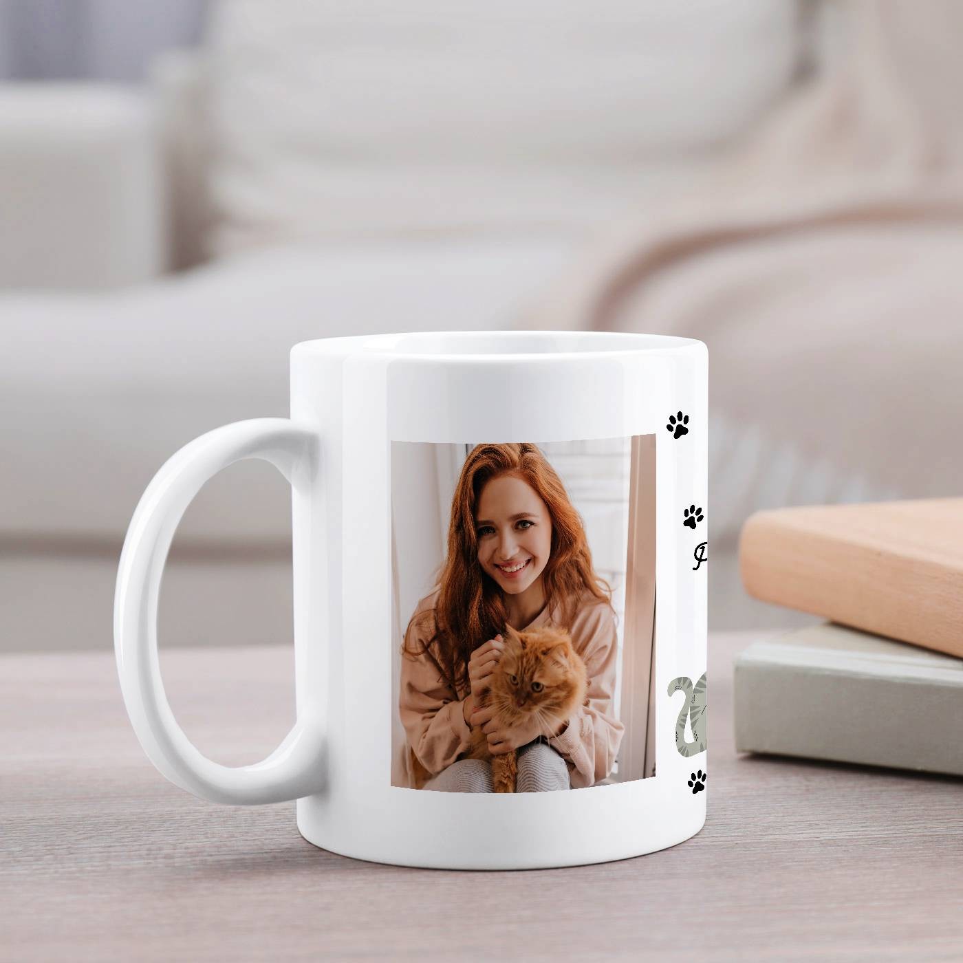 Mug de cerámica Murrano con foto de gato para los amantes de los gatos