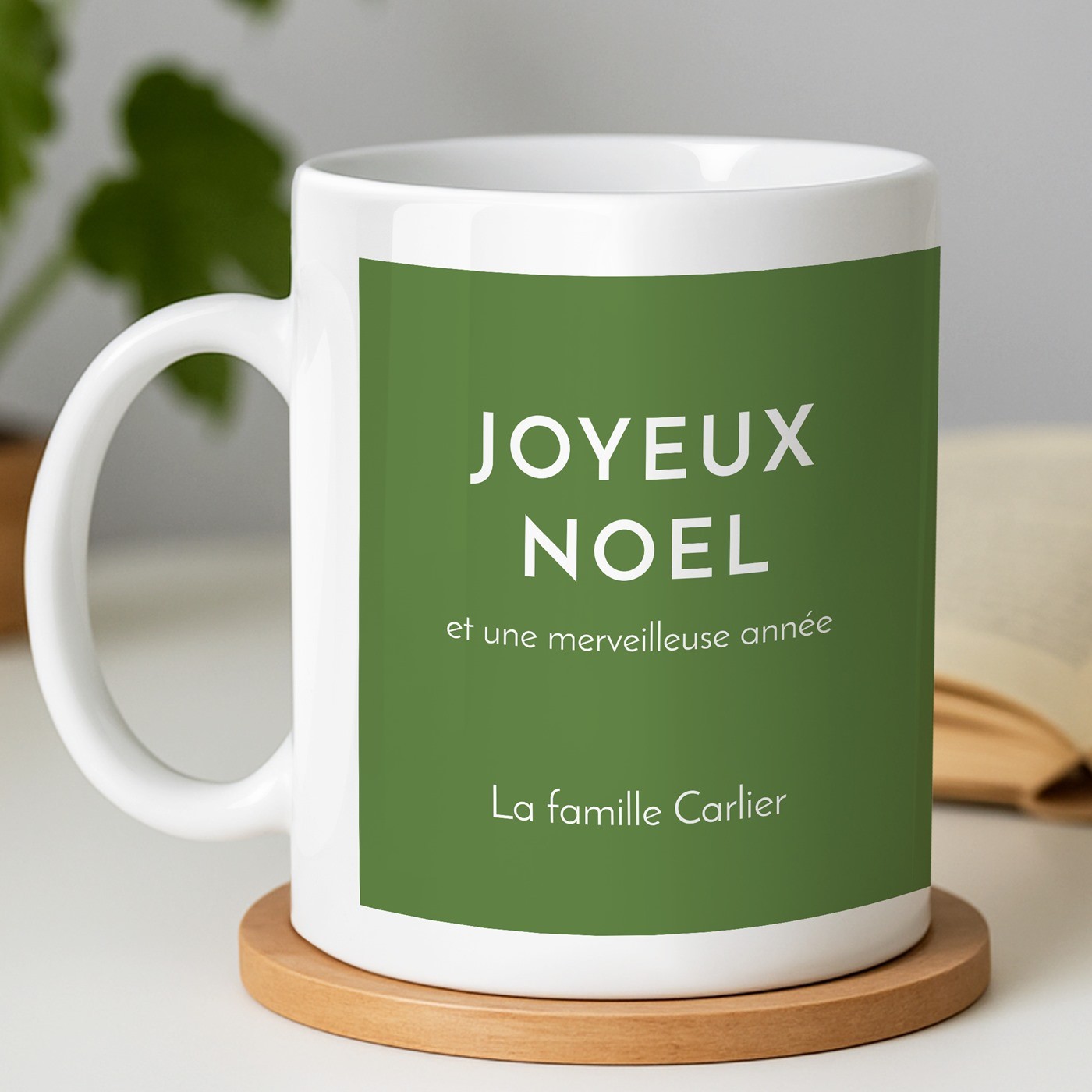 Mug de cerámica blanca Murrano con foto para padres Navidad
