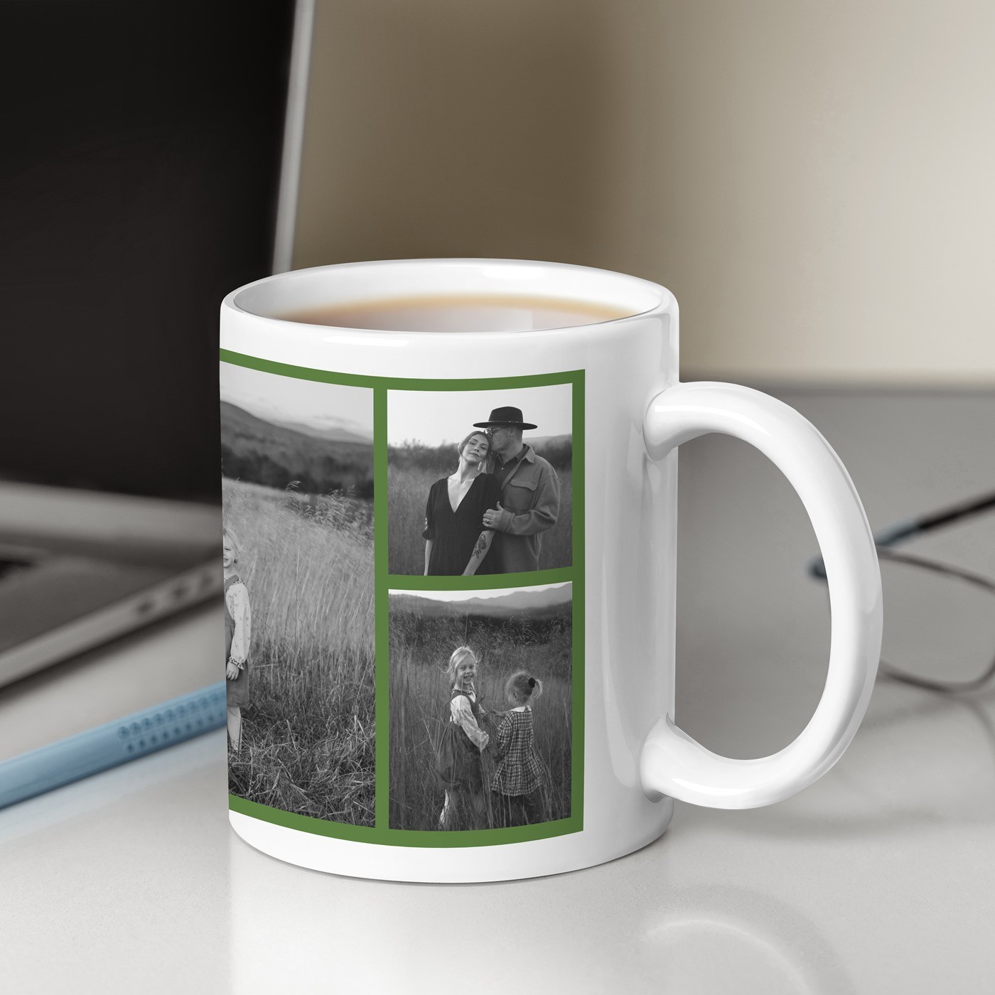 Mug de cerámica blanca Murrano con foto para padres Navidad