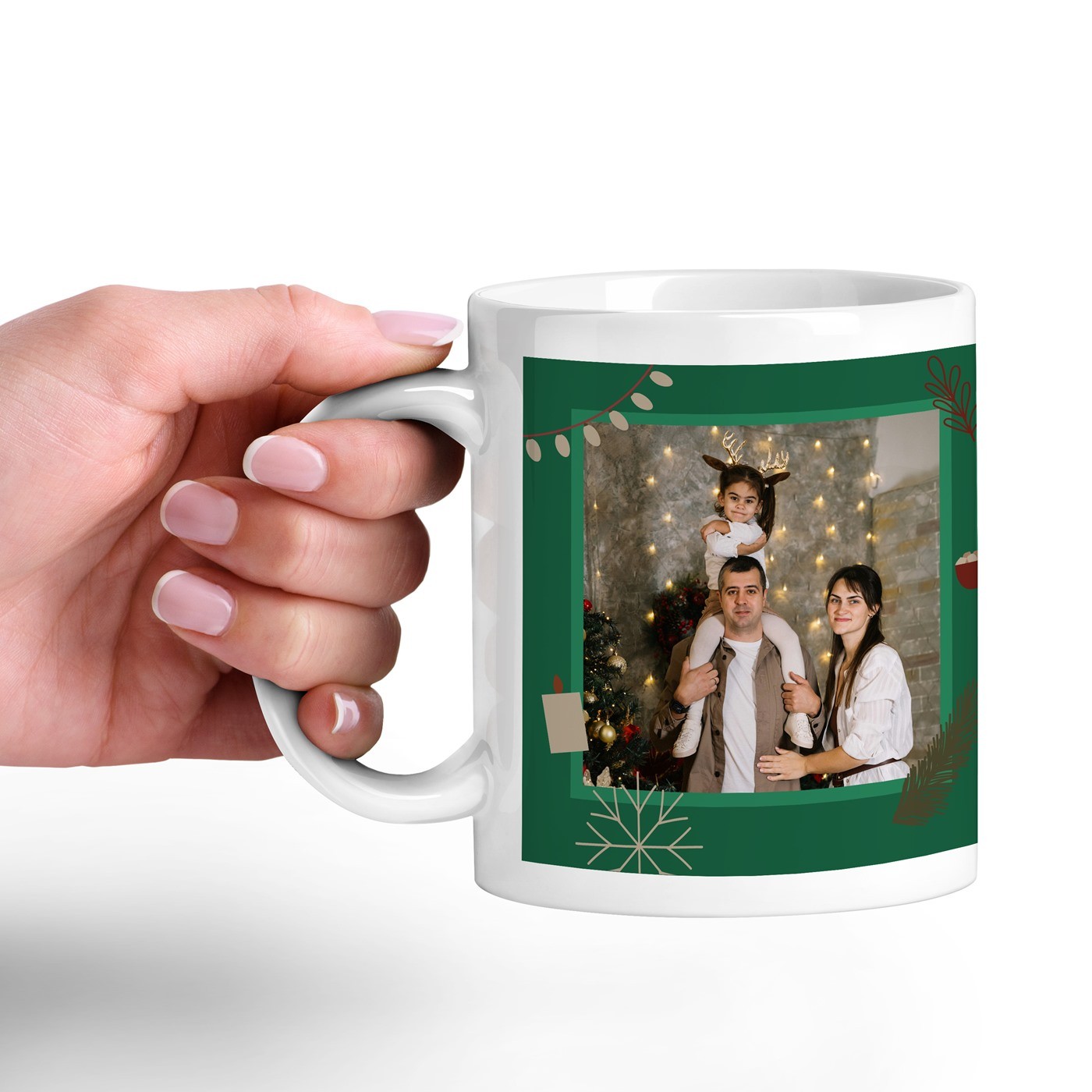 Mug de cerámica blanca Murrano con foto para abuelos Navidad