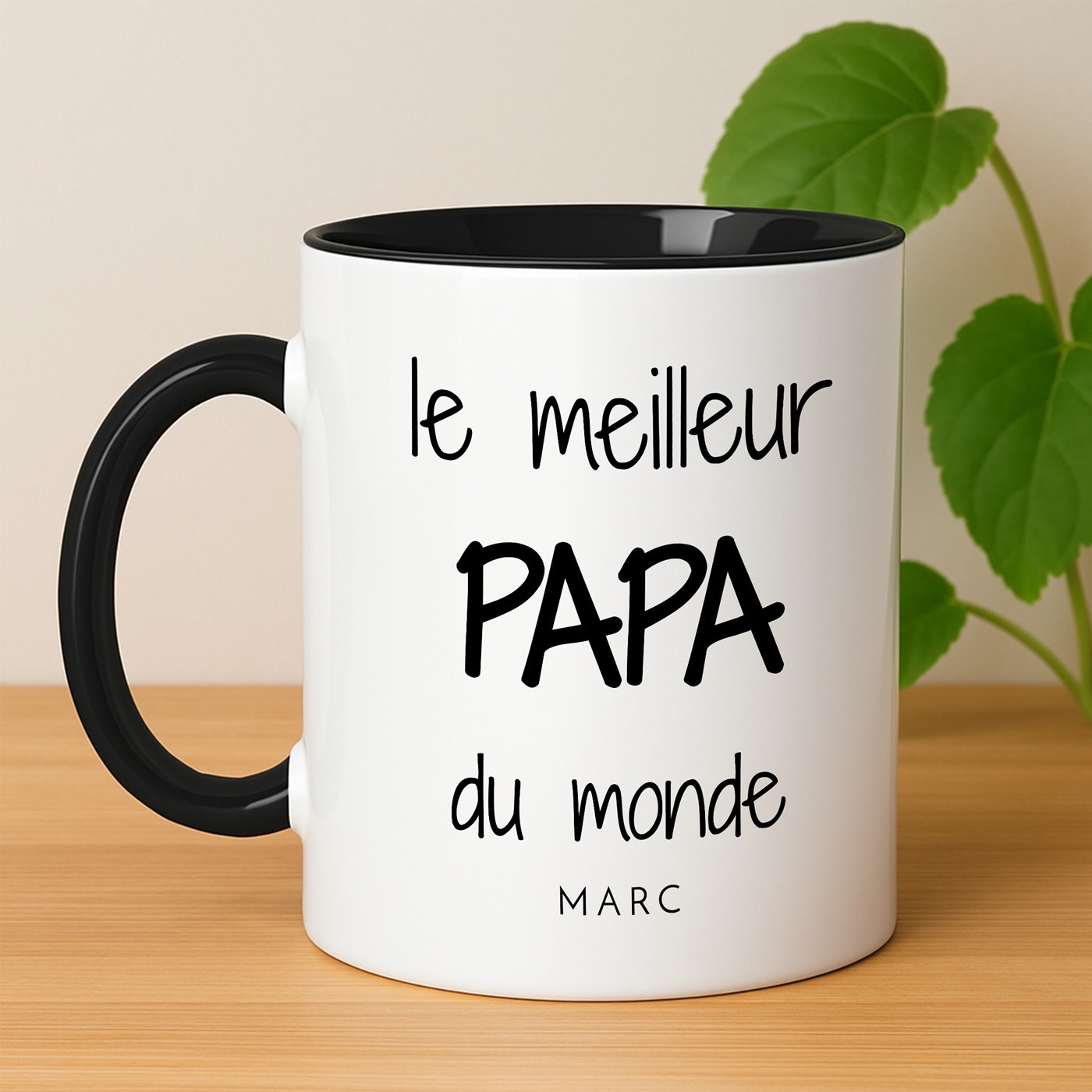 Taza de cerámica blanca y negra con personalización de Murrano para el Día del Padre