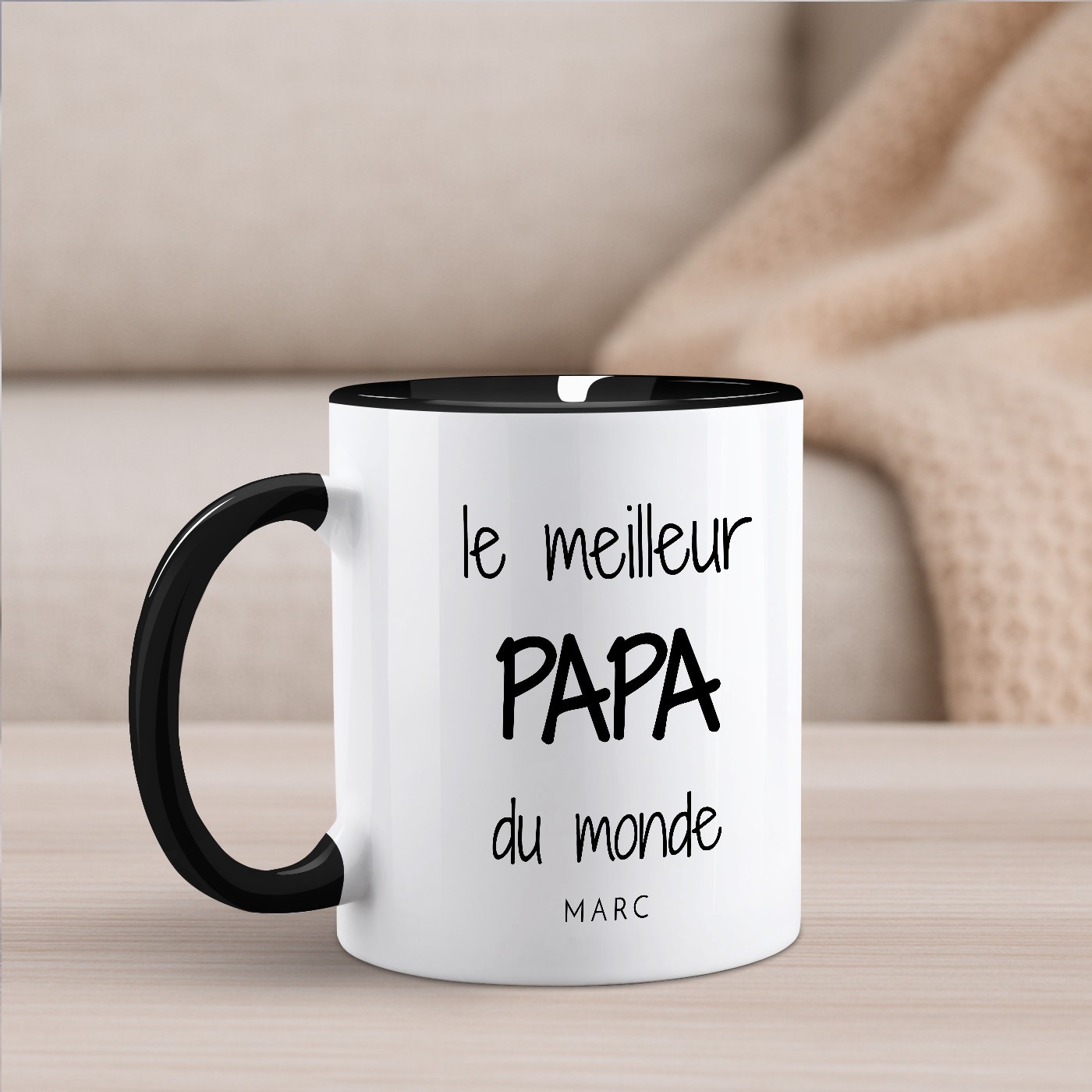 Taza de cerámica blanca y negra con personalización de Murrano para el Día del Padre