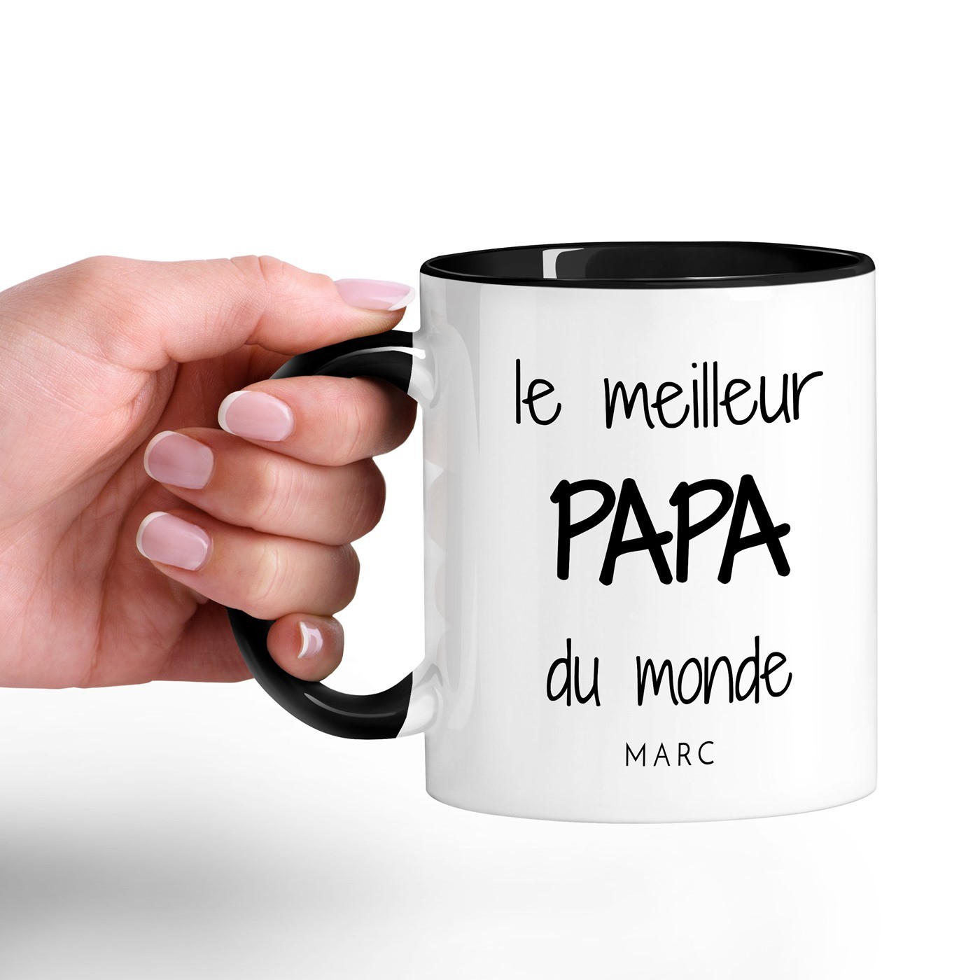 Taza de cerámica blanca y negra con personalización de Murrano para el Día del Padre