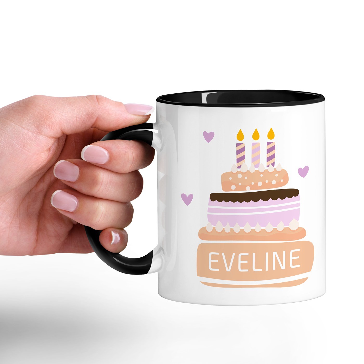 Mug de cerámica personalizado Murrano - Blanco con base negra (capacidad 330 ml)
