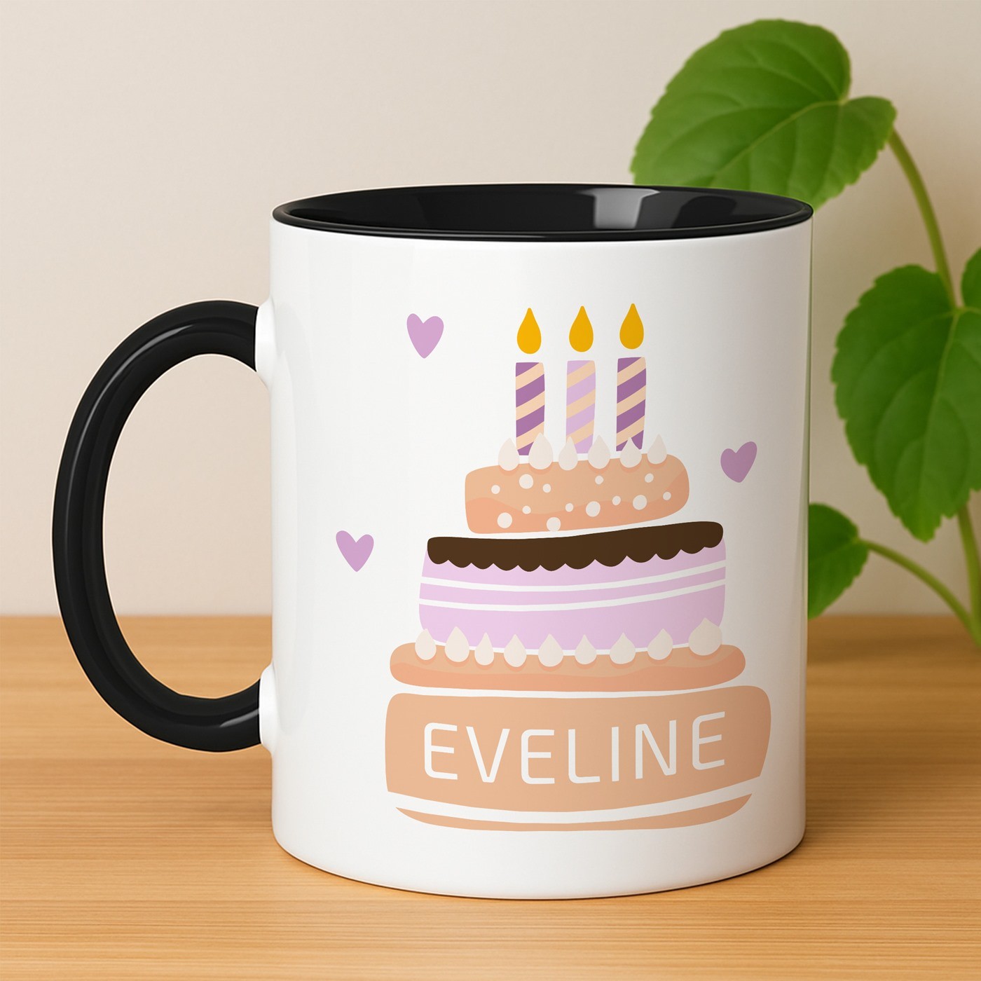 Mug de cerámica personalizado Murrano - Blanco con base negra (capacidad 330 ml)