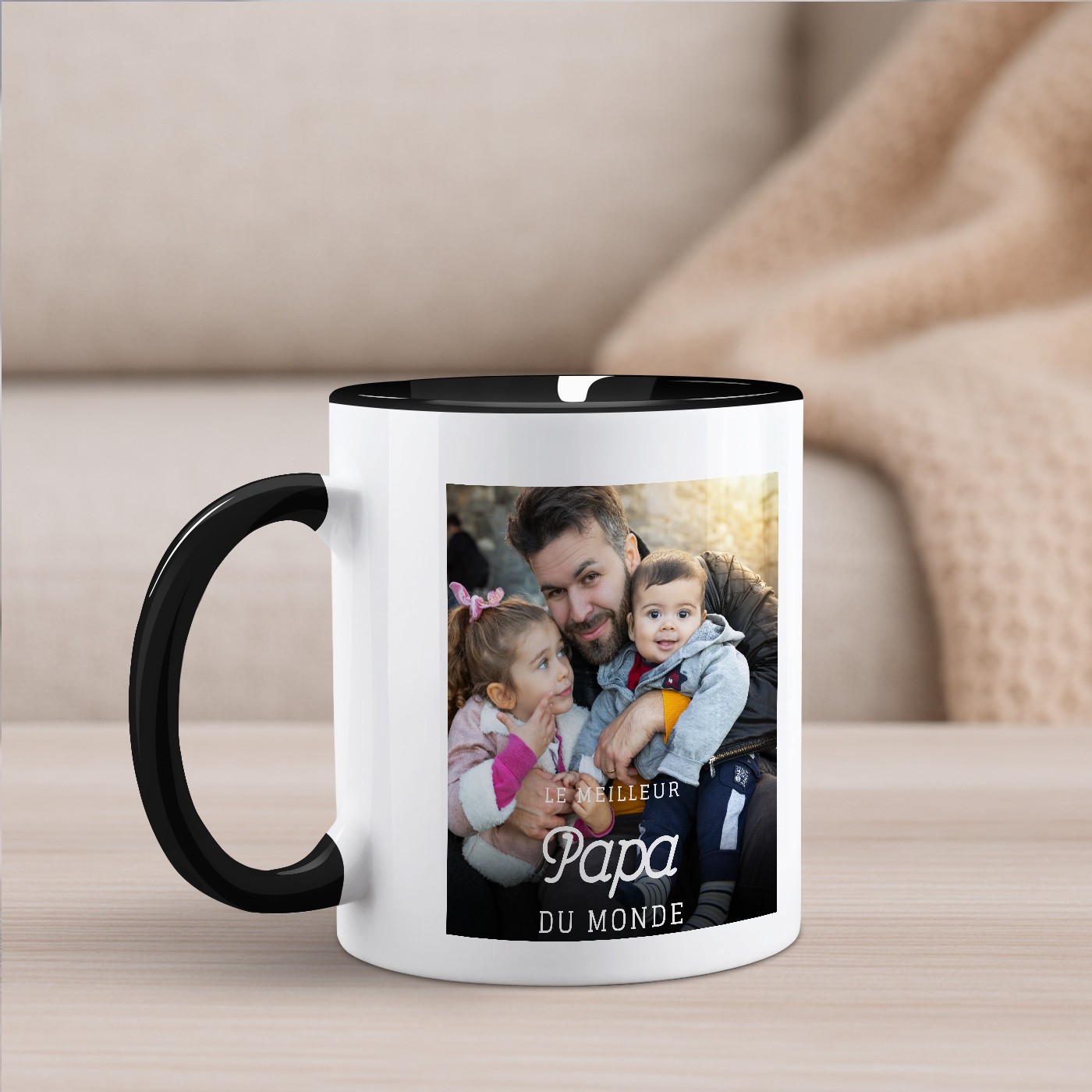 Mug de cerámica Murrano con diseño negro y blanco y personalización con foto para el Día del Padre