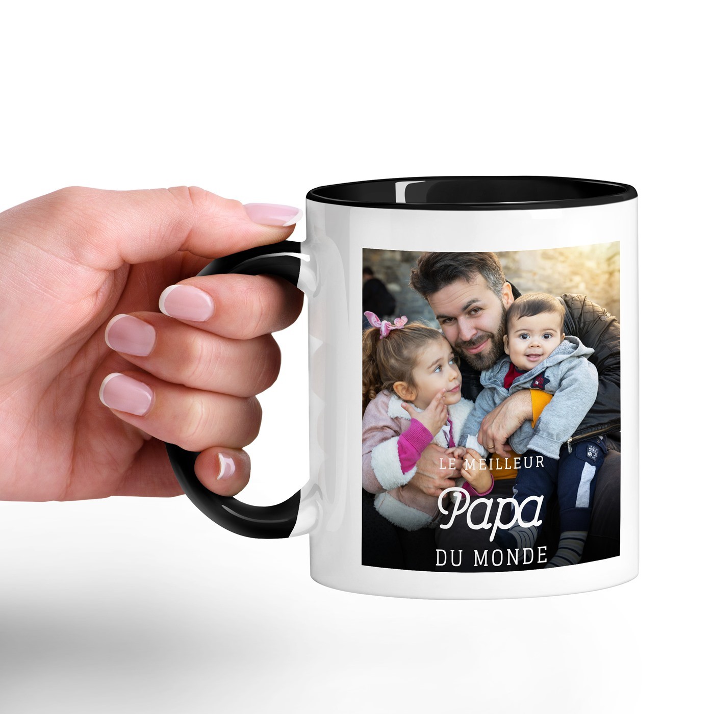 Mug de cerámica Murrano con diseño negro y blanco y personalización con foto para el Día del Padre