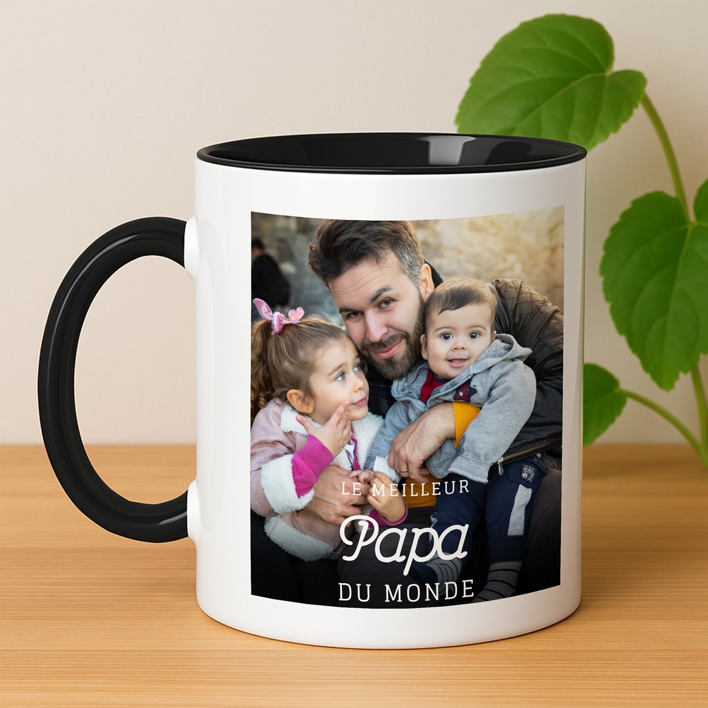 Mug de cerámica Murrano con diseño negro y blanco y personalización con foto para el Día del Padre