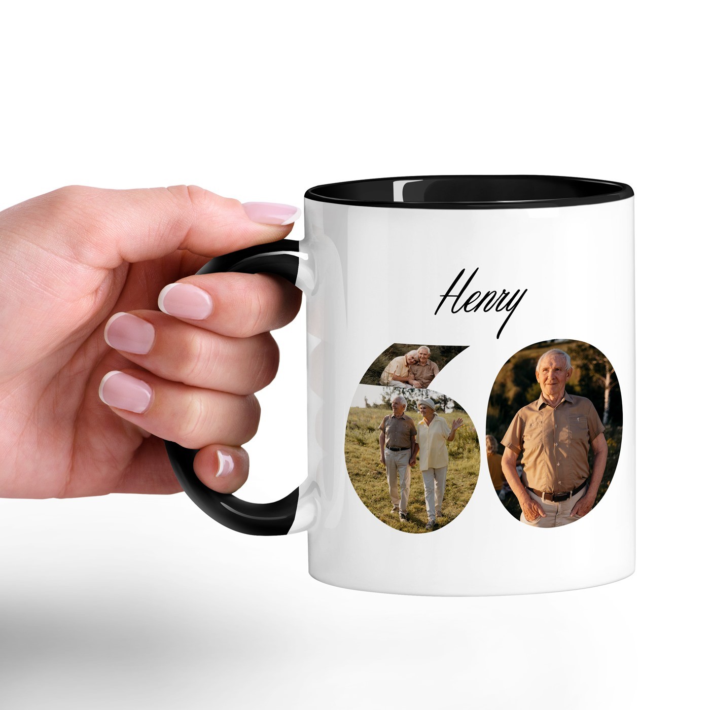 Taza de cerámica personalizada Murrano para el cumpleaños número 60 de abuelo