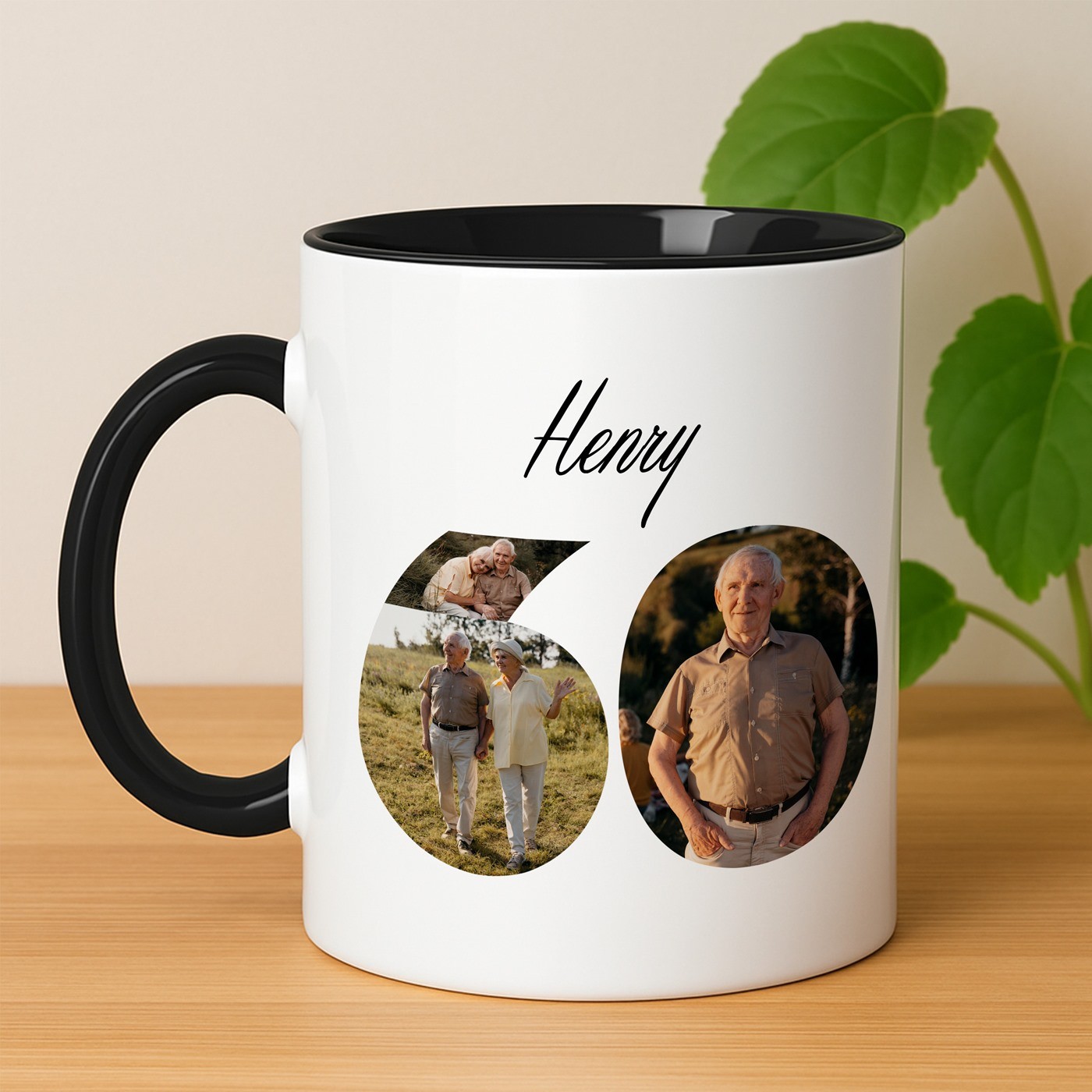 Taza de cerámica personalizada Murrano para el cumpleaños número 60 de abuelo