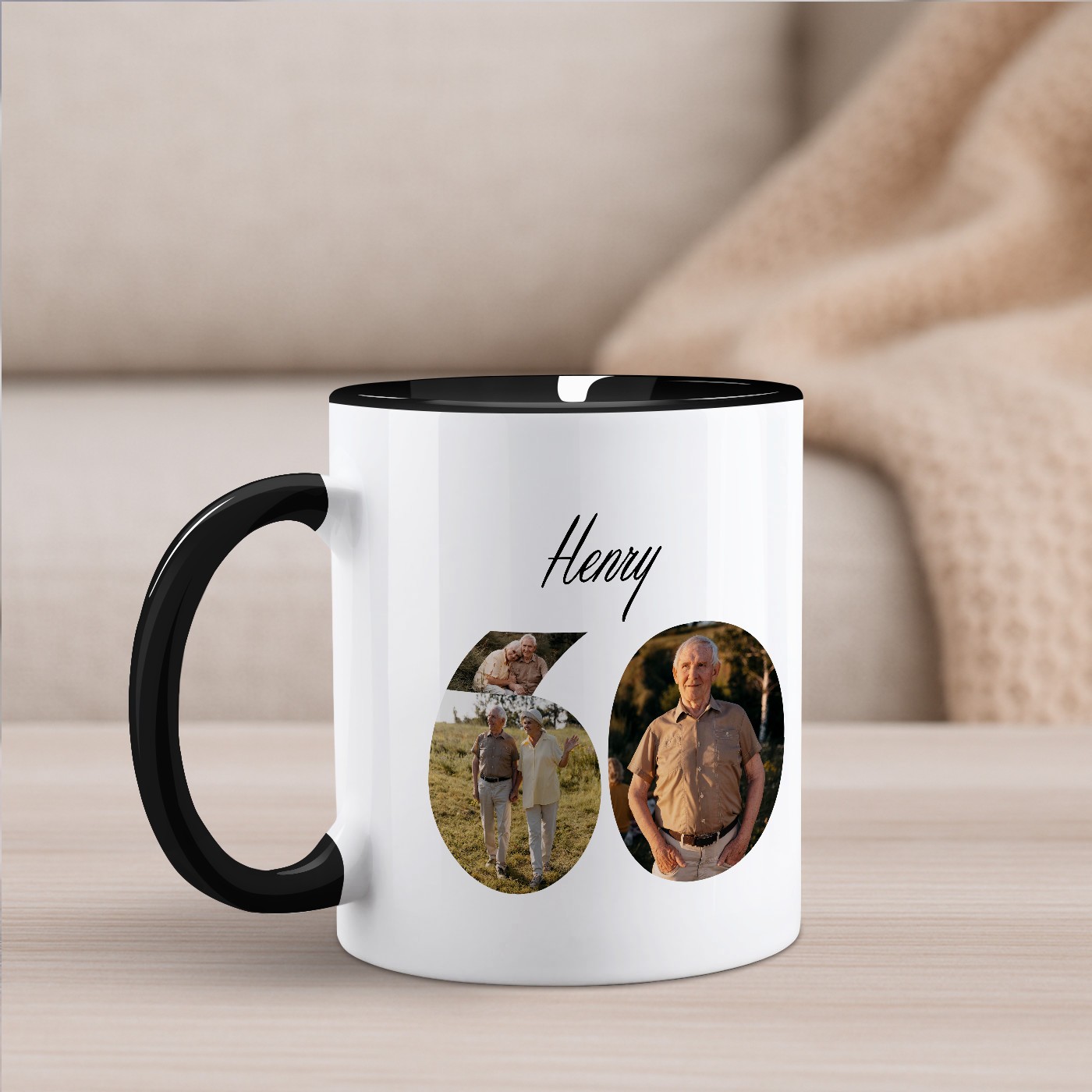Taza de cerámica personalizada Murrano para el cumpleaños número 60 de abuelo