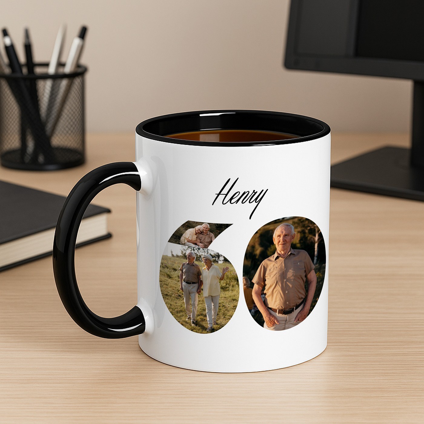 Taza de cerámica personalizada Murrano para el cumpleaños número 60 de abuelo