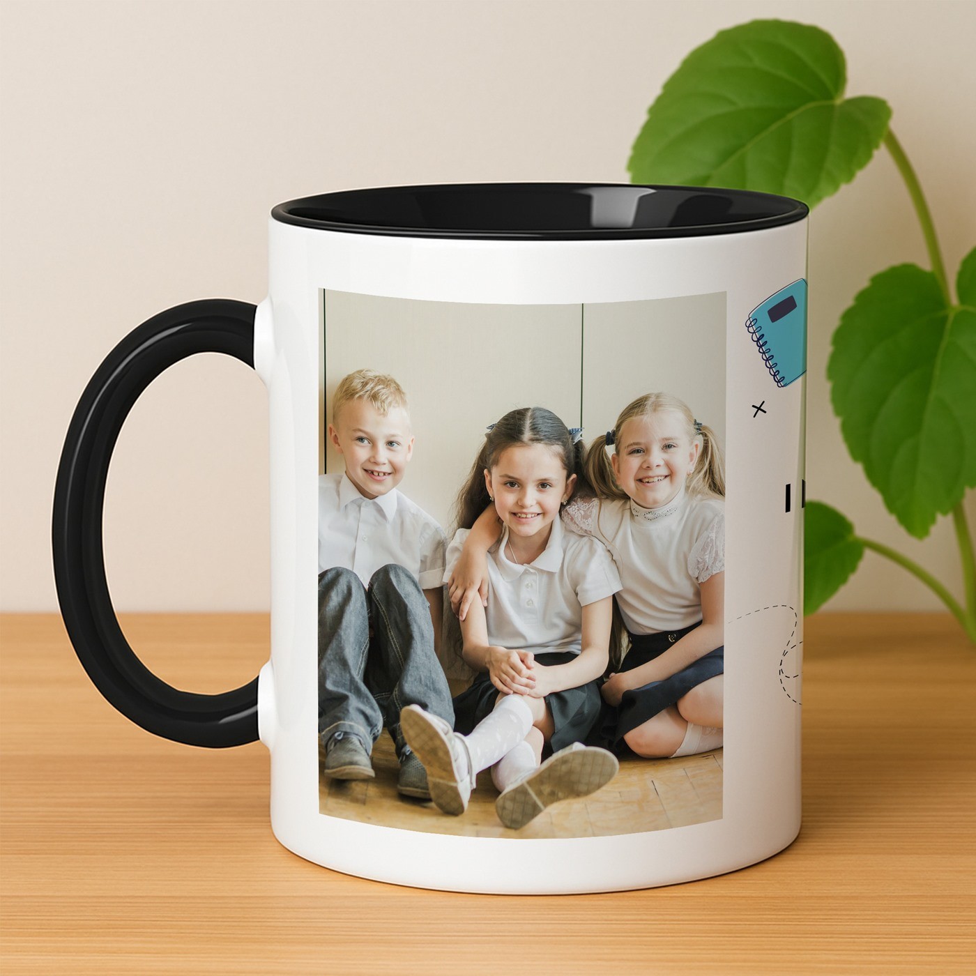 Mug de cerámica personalizado Murrano - Blanco y negro con impresión de foto