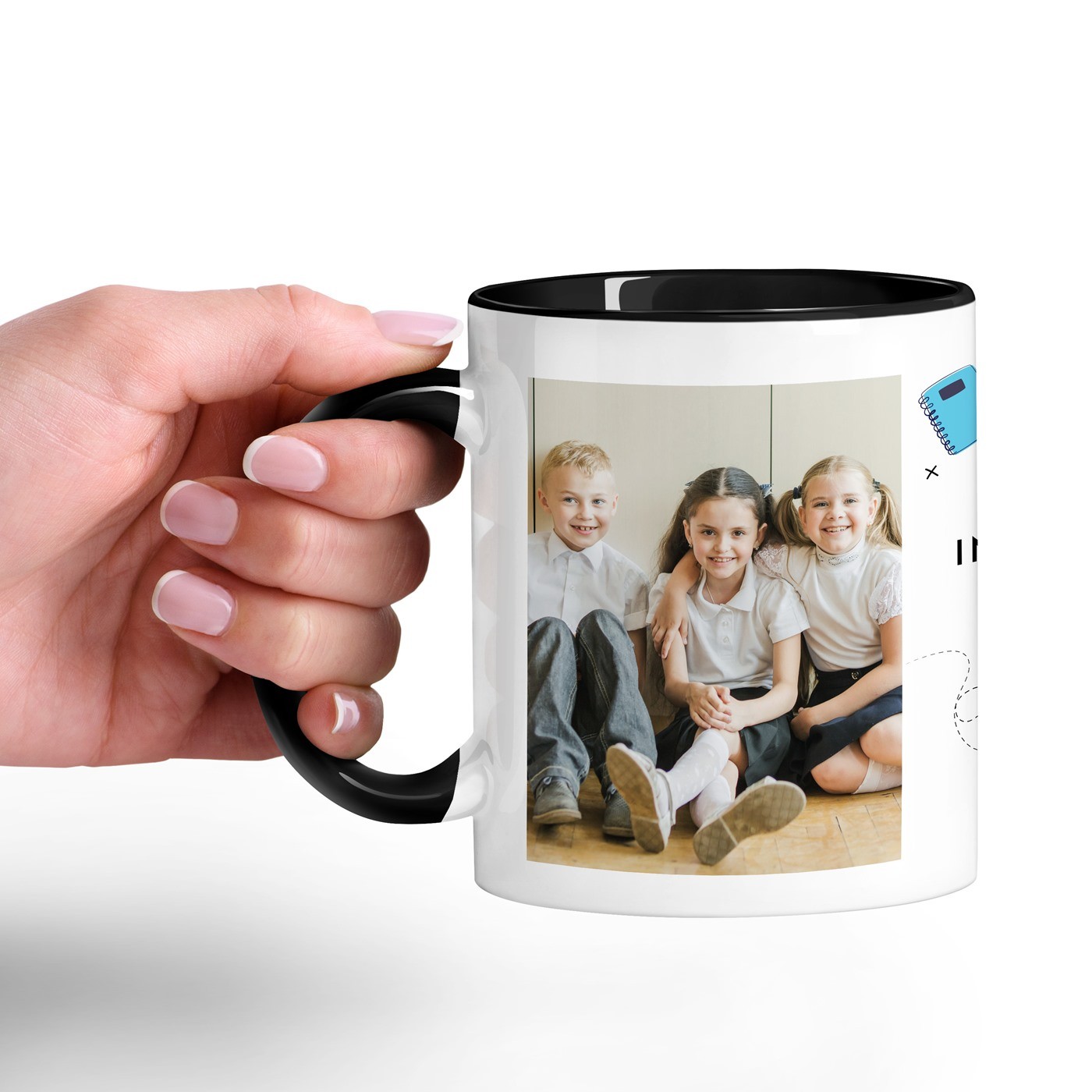 Mug de cerámica personalizado Murrano - Blanco y negro con impresión de foto