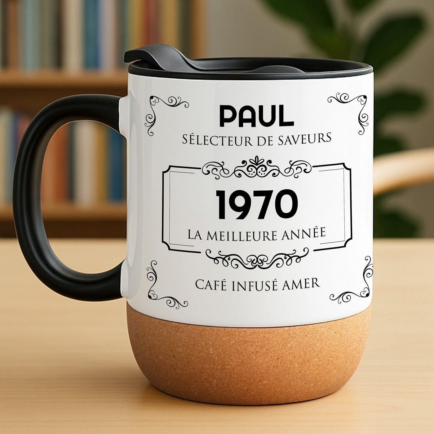 Taza de cerámica blanca Murrano con tapa y impresión personalizada para amantes del café