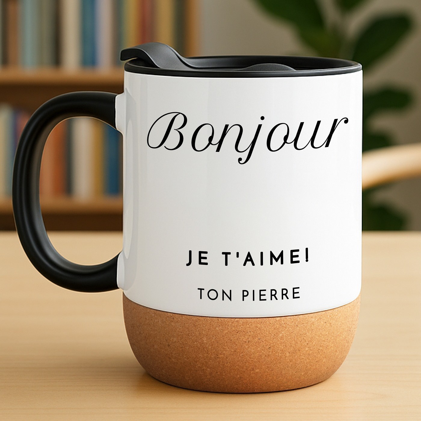 Mug de cerámica blanca Murrano con tapa y impresión personalizada para el cumpleaños de una mujer