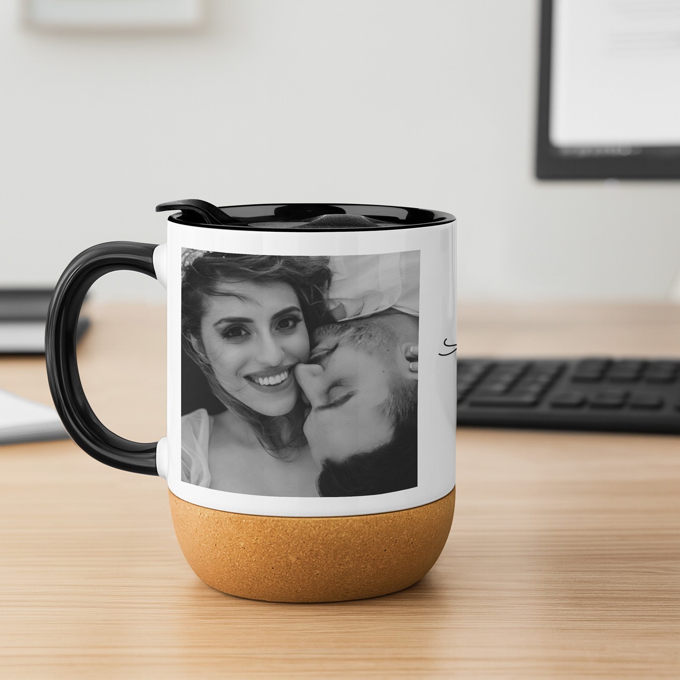 Mug de cerámica blanca Murrano con tapa para parejas