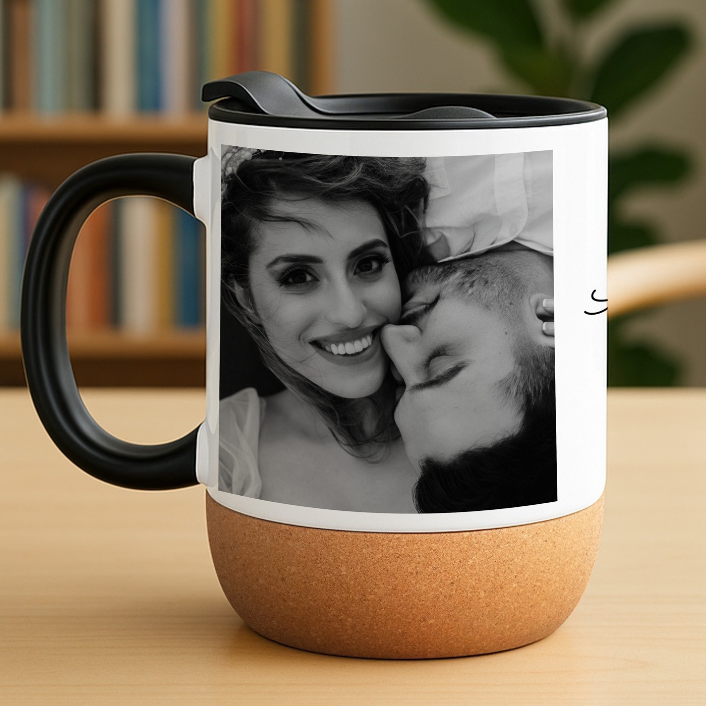 Mug de cerámica blanca Murrano con tapa para parejas
