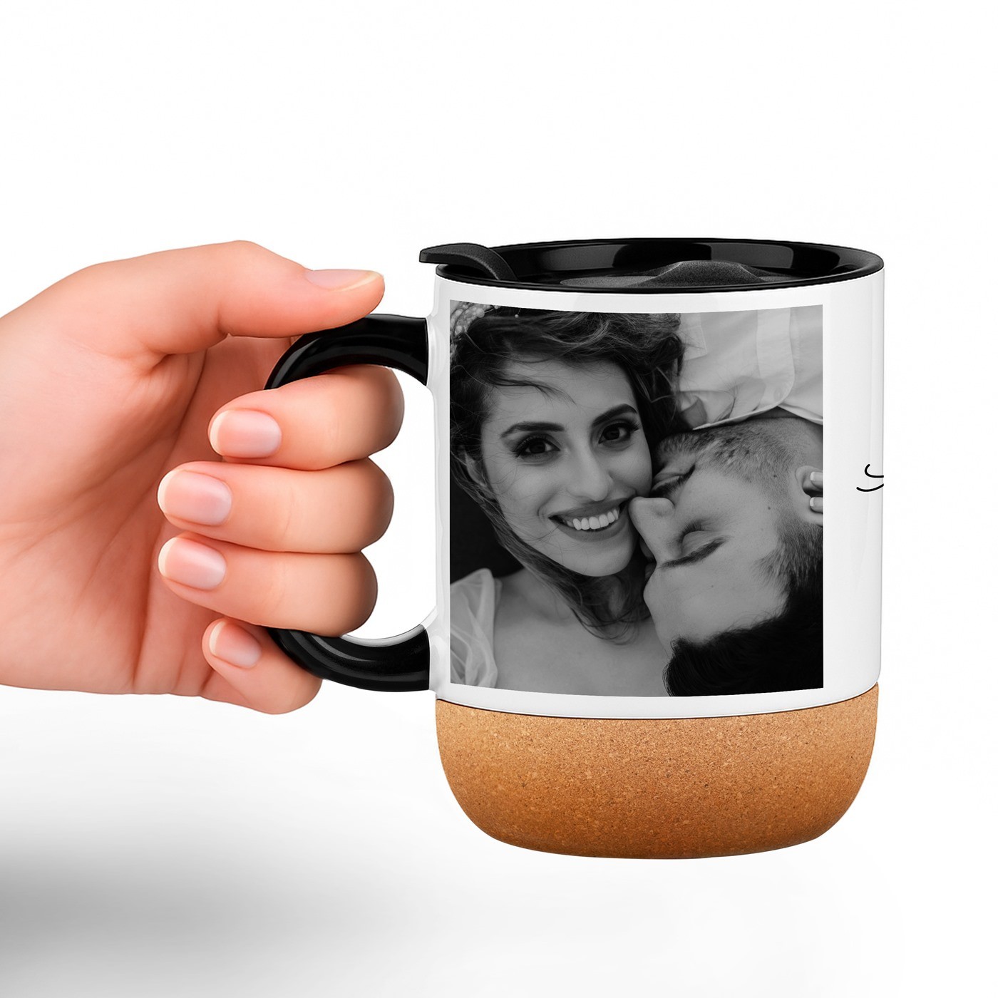 Mug de cerámica blanca Murrano con tapa para parejas