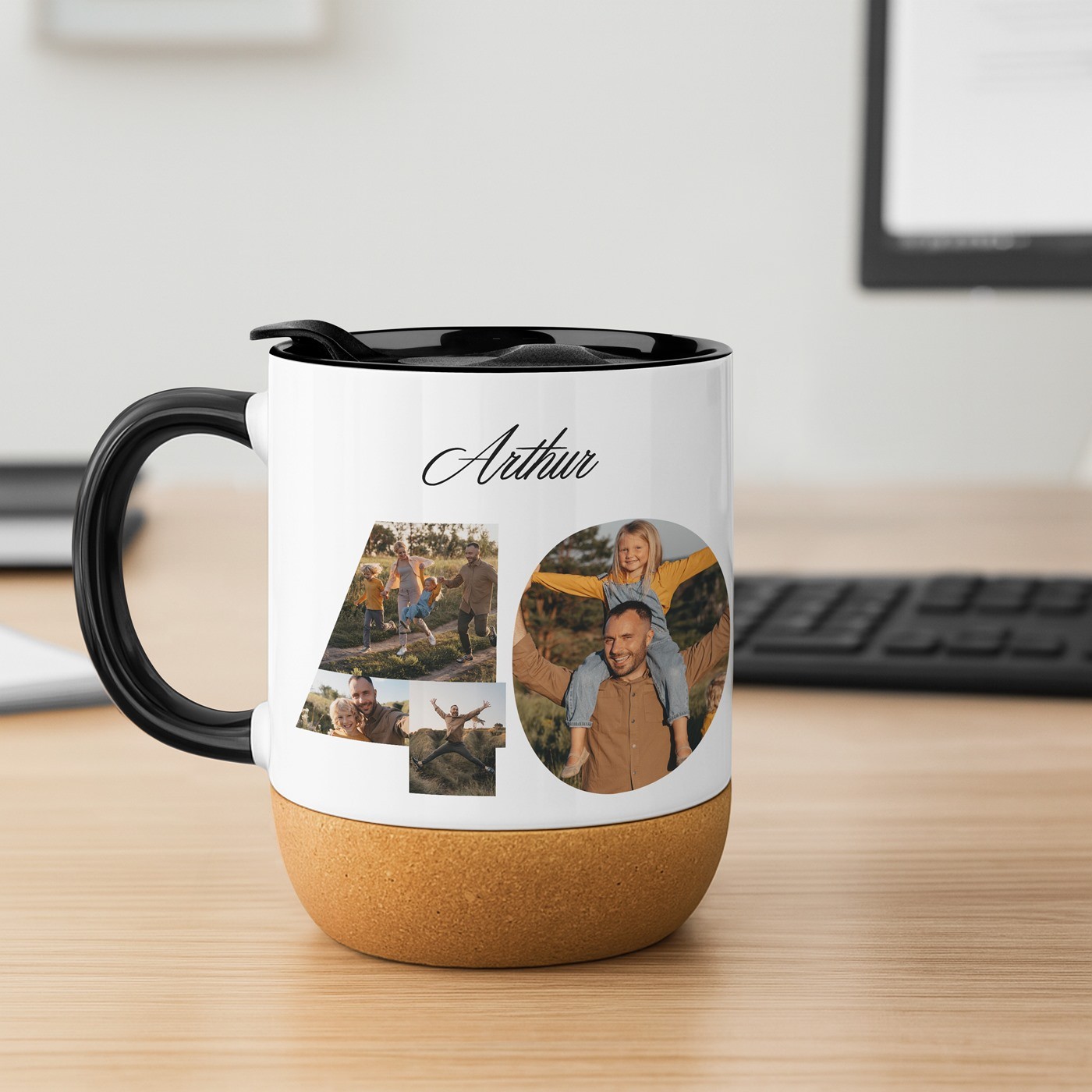 Murrano White Ceramic Mug with Lid for His 40th Birthday