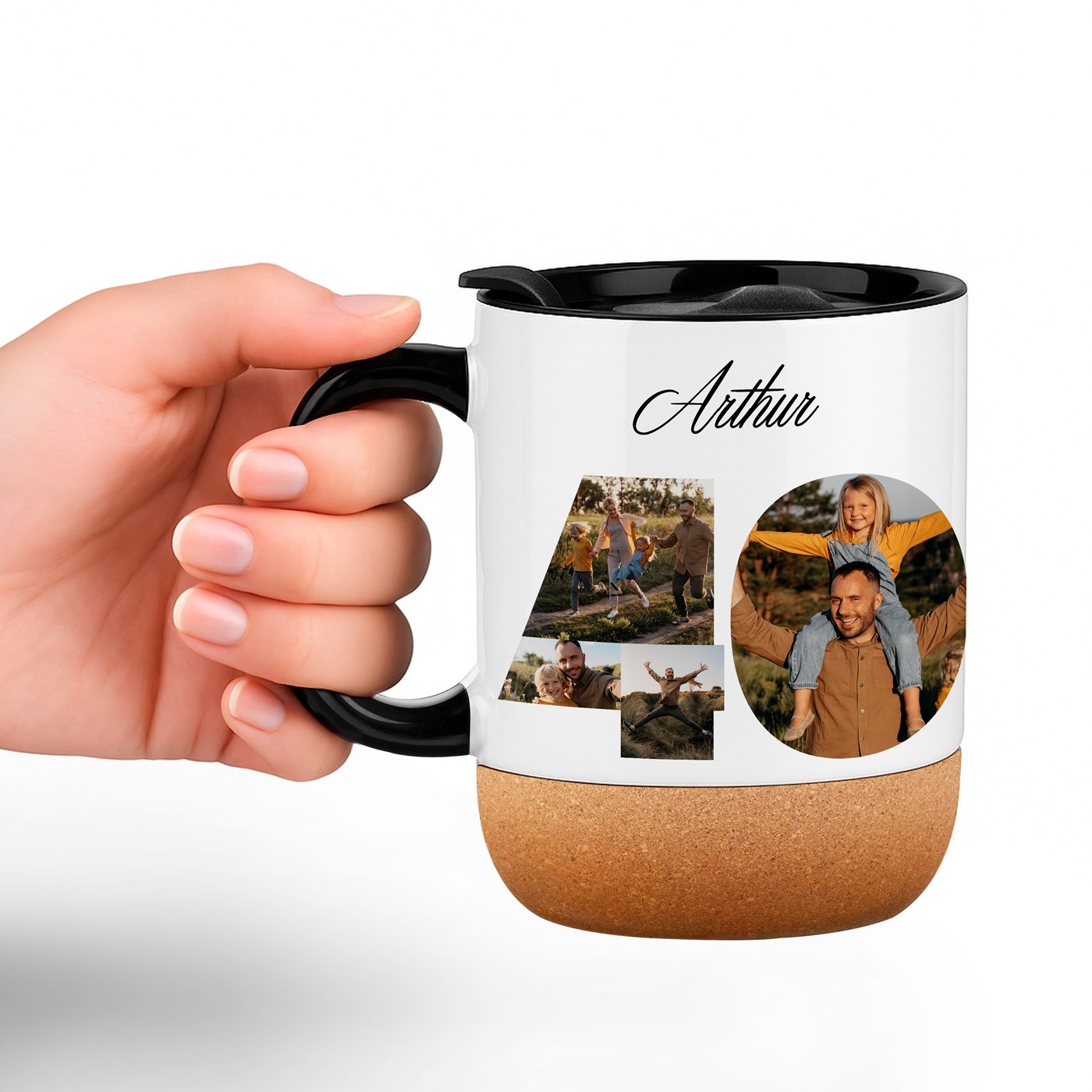Murrano White Ceramic Mug with Lid for His 40th Birthday