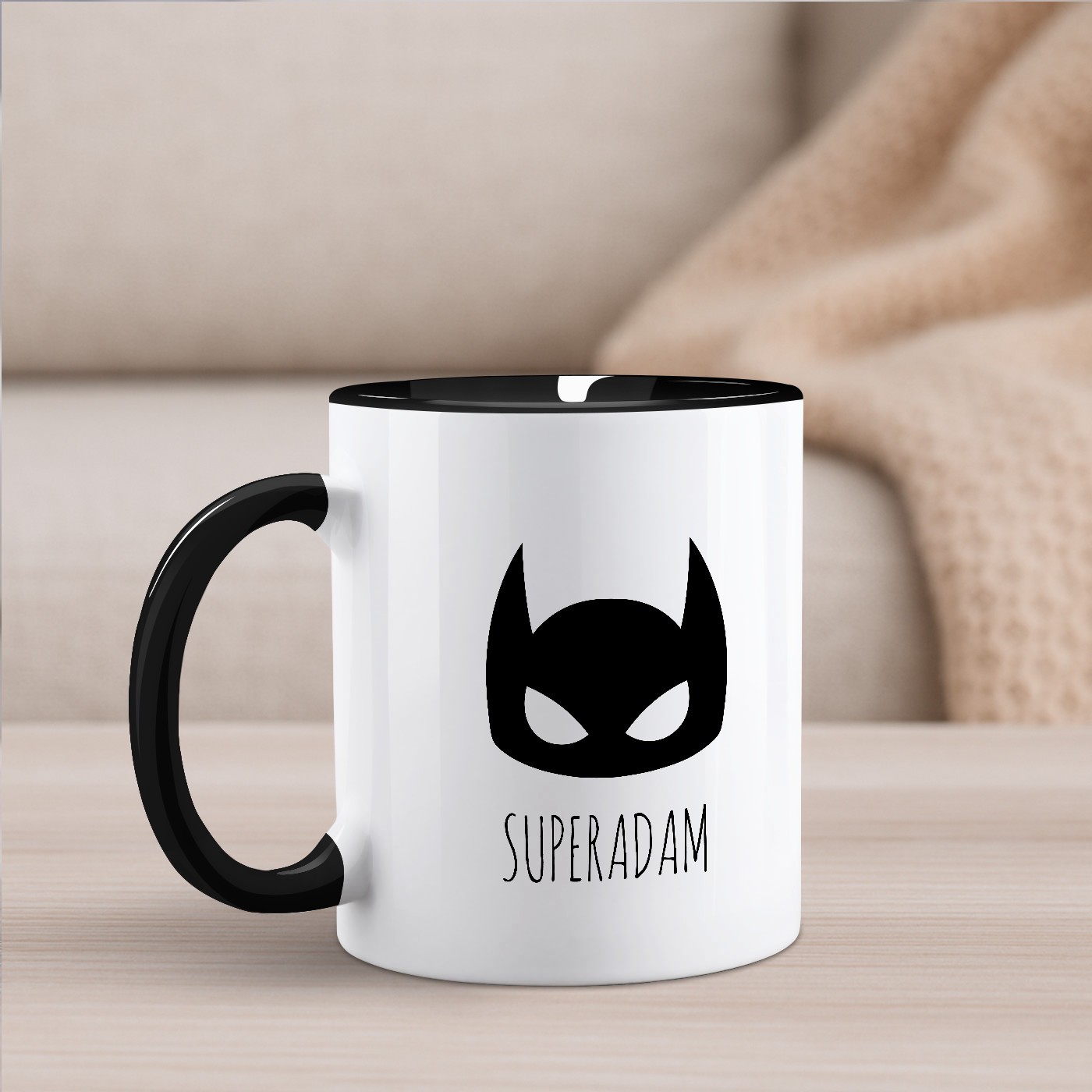 Mug de cerámica Murrano - Blanco con base negra y personalización para el cumpleaños de un amigo