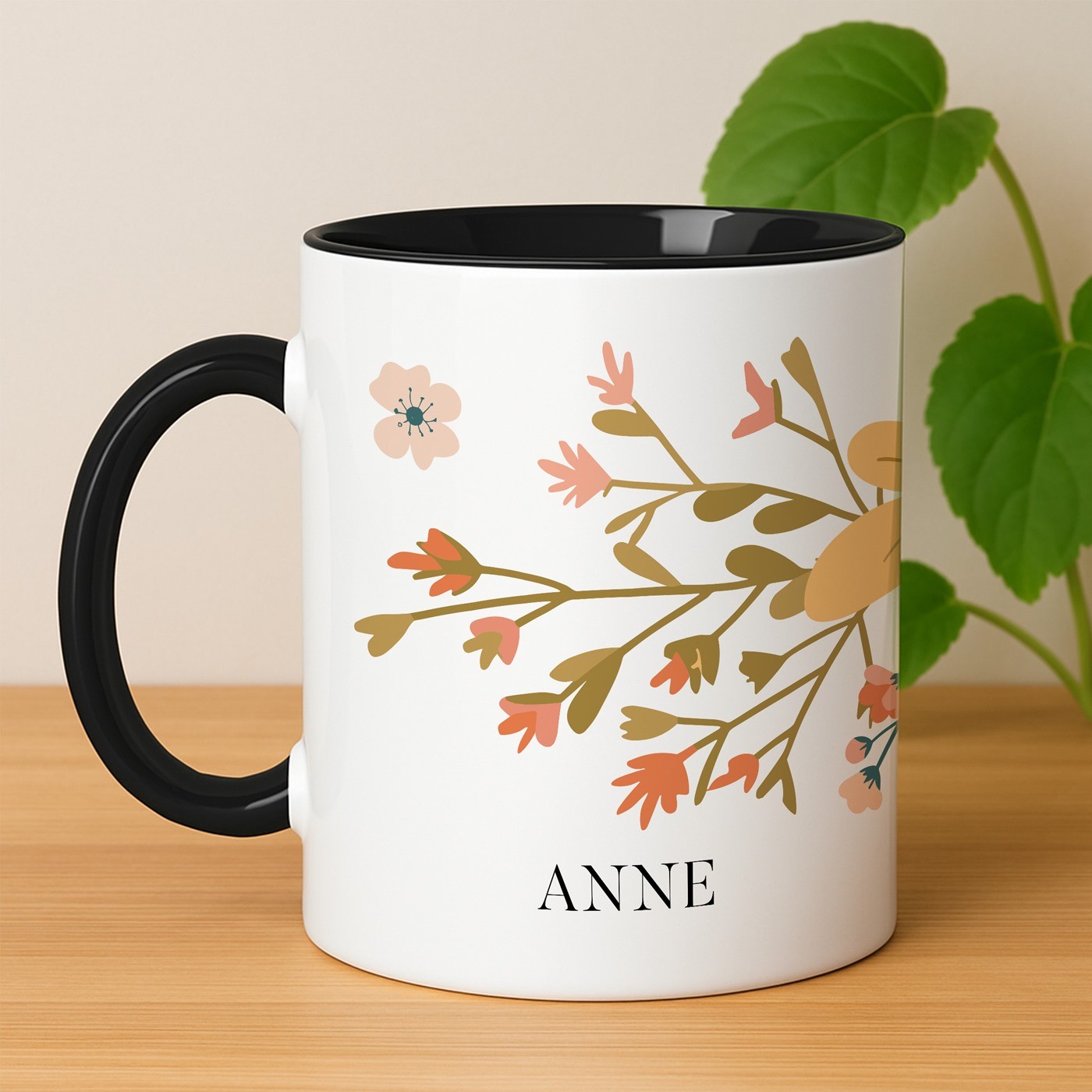 Mug de cerámica personalizado Murrano - Blanco con base negra para el cumpleaños de la suegra