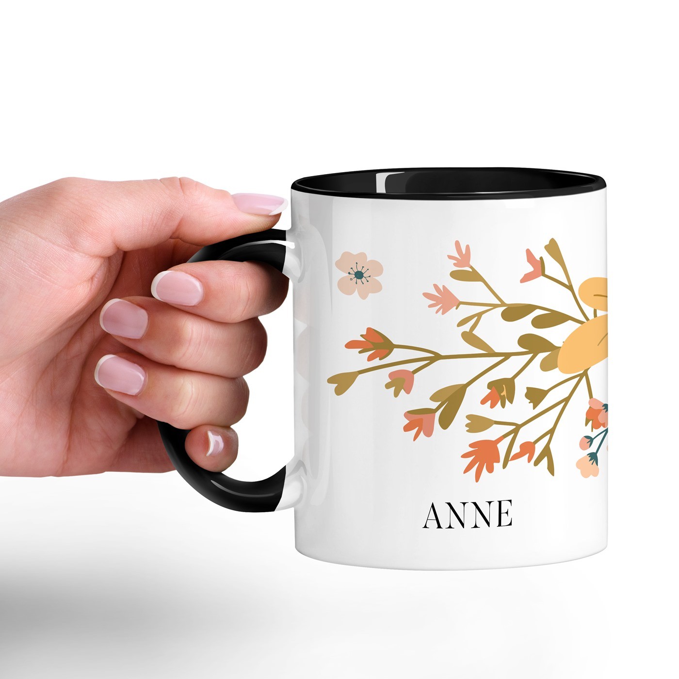 Mug de cerámica personalizado Murrano - Blanco con base negra para el cumpleaños de la suegra