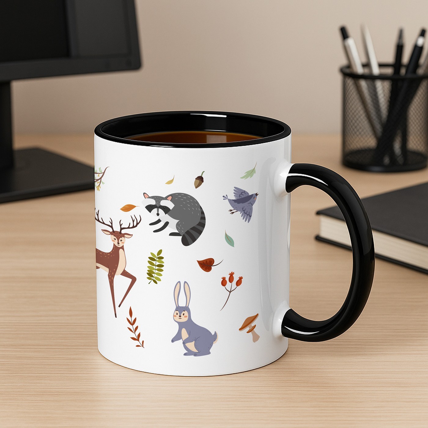 Mug de cerámica blanca Murrano con base negra e impresión personalizada para el cumpleaños de mi hijo