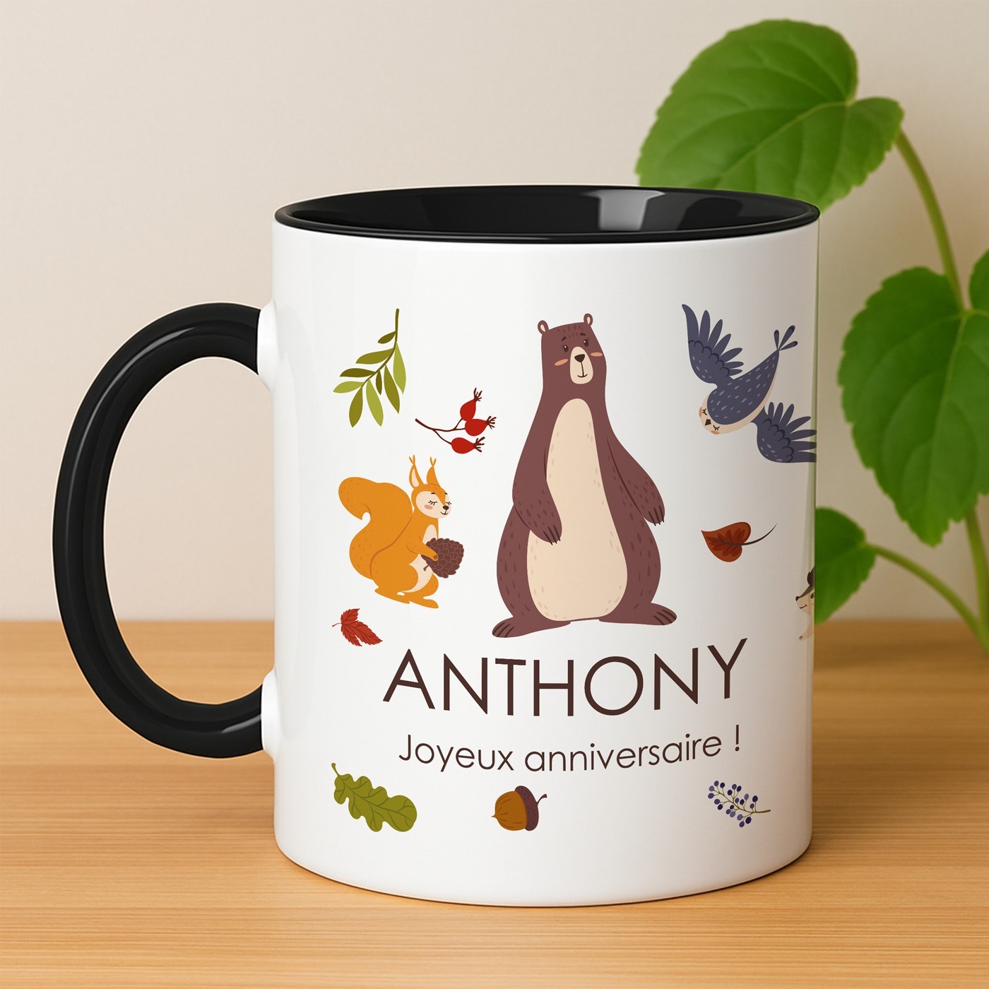 Mug de cerámica blanca Murrano con base negra e impresión personalizada para el cumpleaños de mi hijo