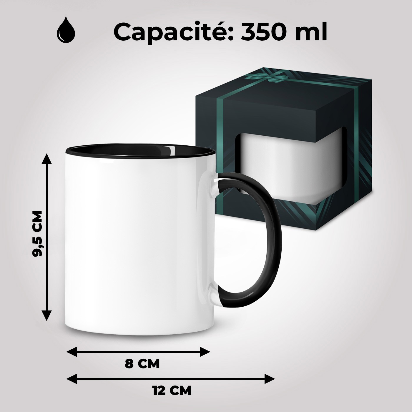 Taza de cerámica Murrano - Blanca con base negra y personalización para una amante de los gatos