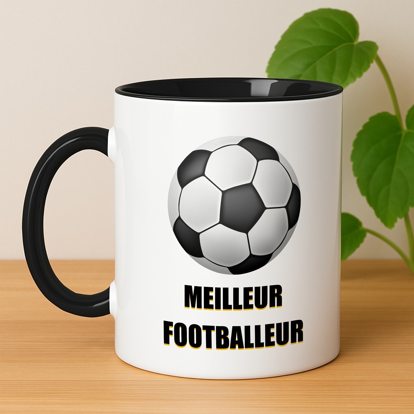 Mug de cerámica Murrano con diseño blanco y negro para el cumpleaños número 18 de un aficionado al fútbol