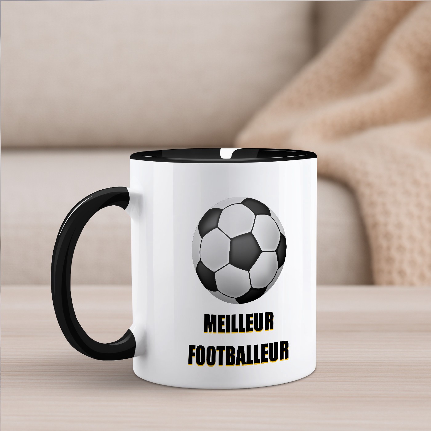 Murrano Ceramic Mug with Black and White Design for Football Fan's 18th Birthday