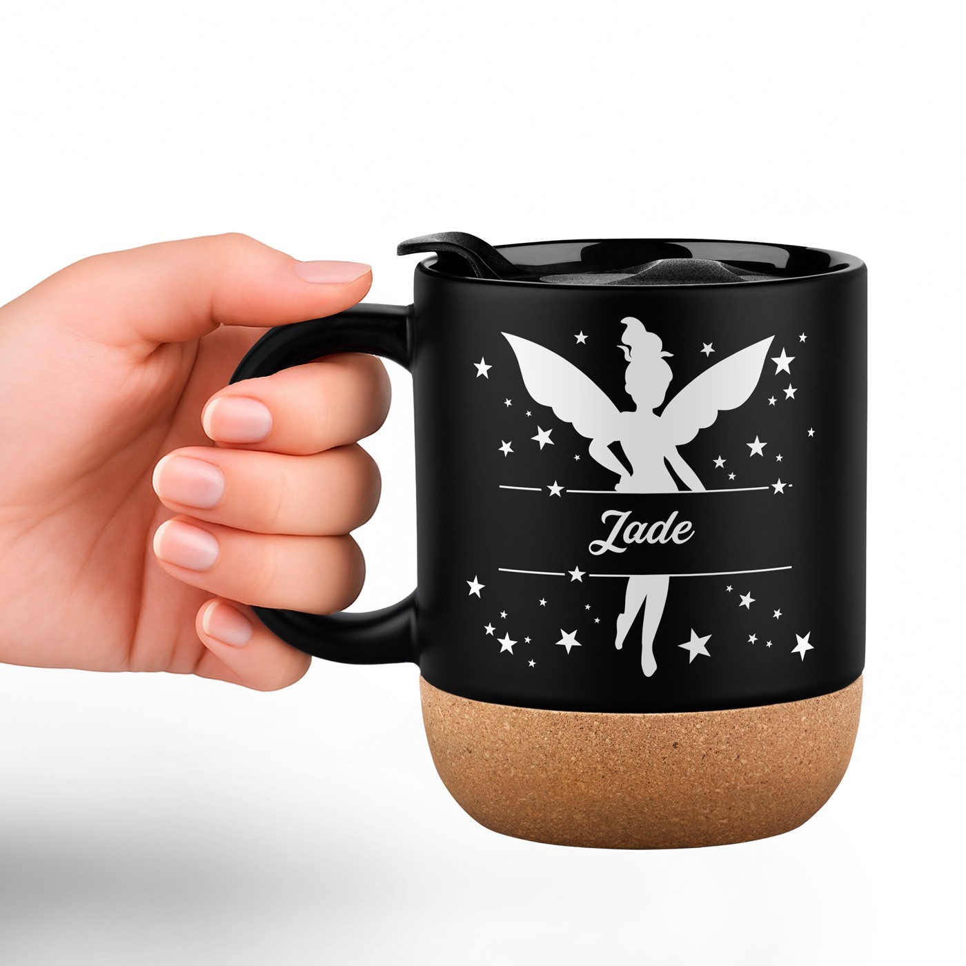 Taza de cerámica Murrano con base de corcho y tapa para niños