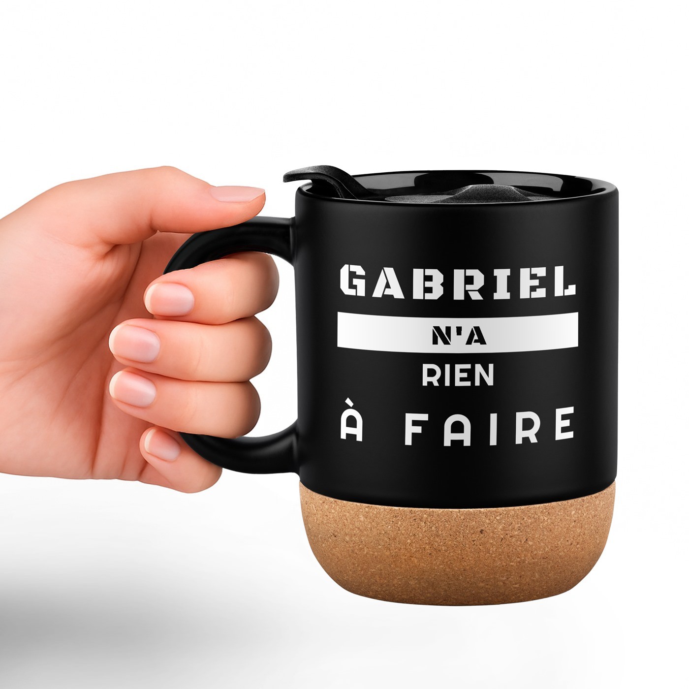 Taza de cerámica negra Murrano con tapa para jubilación de ingeniero de cumpleaños